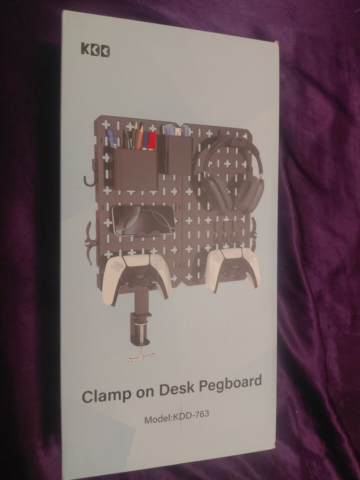 KDD Desktop Organizer Clamp-On Desk Pegboard ABS/Metal, Model KDD-763