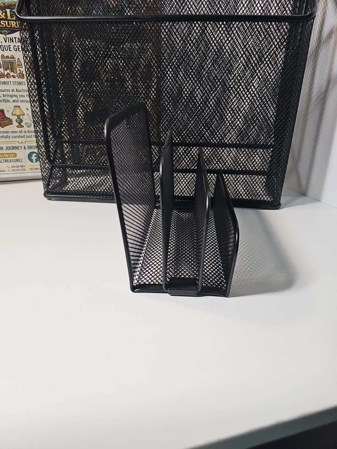 4 Piece Mesh Desk Organizer Set Pen Holder Metal Cup Paper Clip Storage