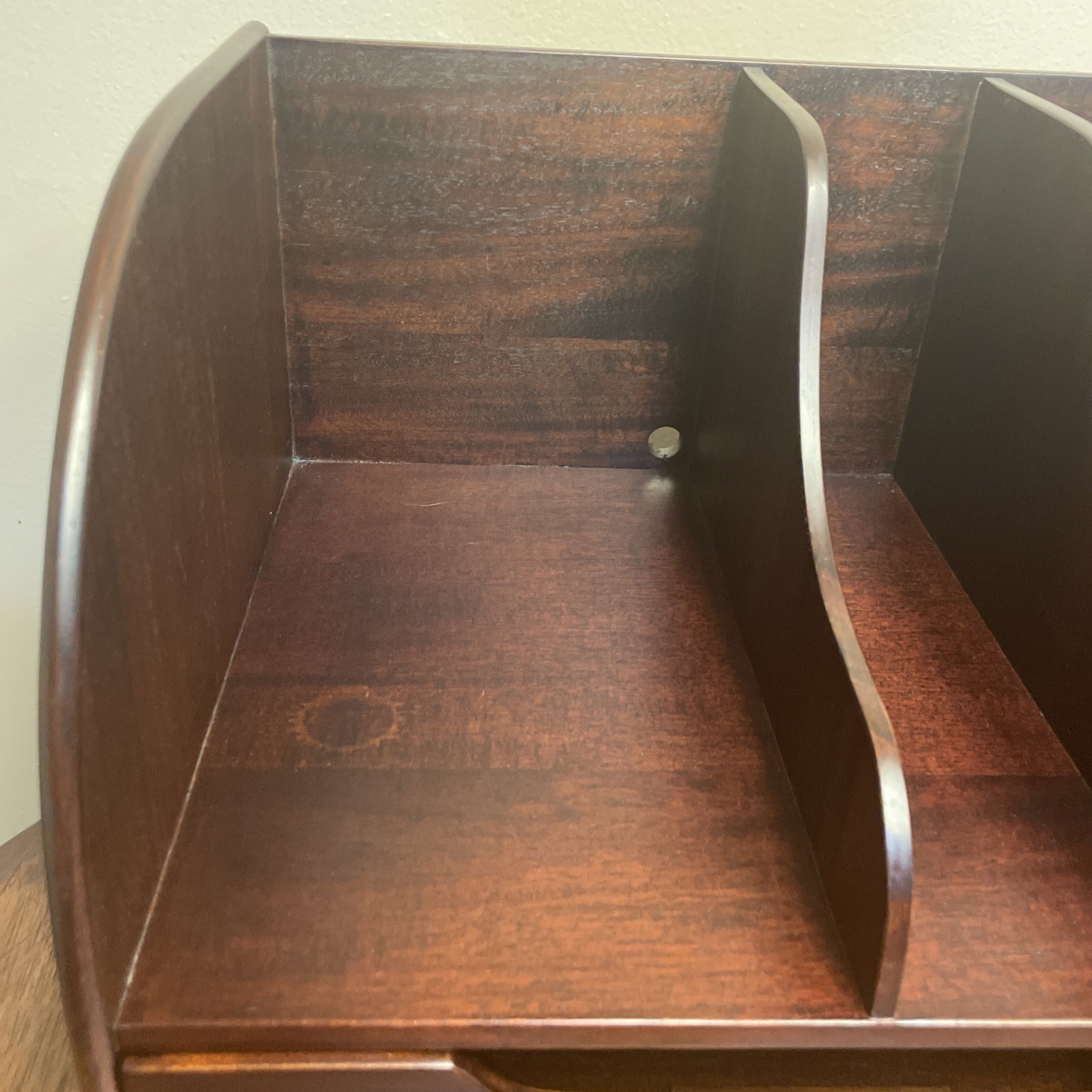 Vintage Danish Modern Style Mahogany Wood Desk Organizer Mail Sorter Selamat HTF