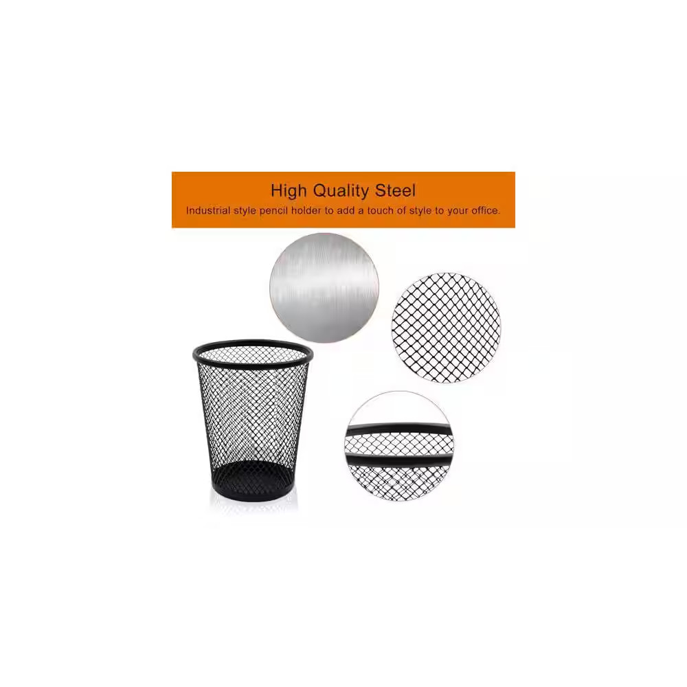 1 Pack Wire Mesh Black Pencil Pen Holder Cup for Desk Organizer Office Accessori