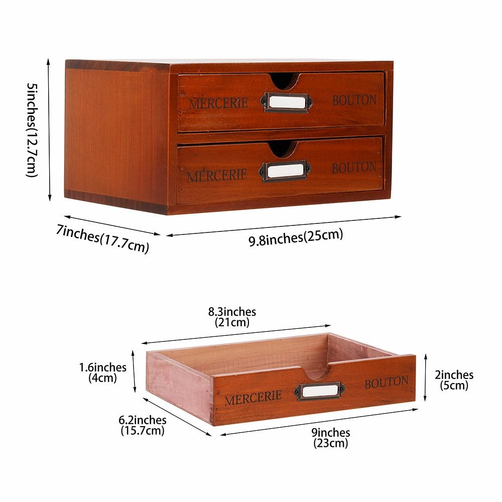 PACKGILO Wooden Storage Box Rustic Desktop Organizer SMALL, BROWN-SMALL02