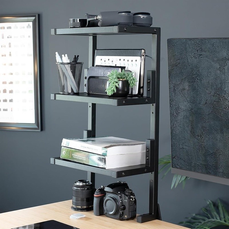 Clamp-On 3-Tier Desk Shelf Organizer Adjustable Storage Office Gaming Supplies