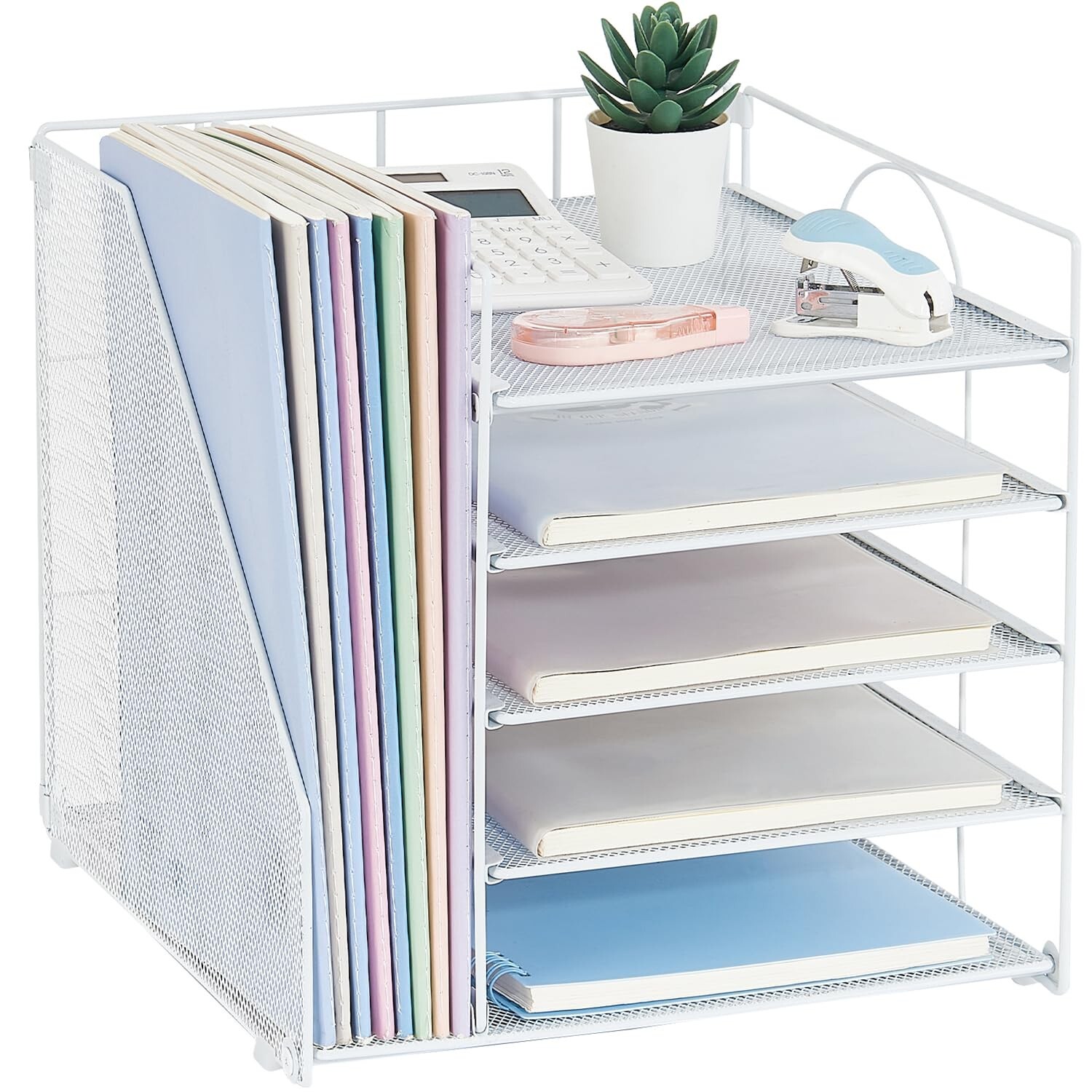 Desk Organizers and Accessories, 5-Tier Paper Letter Tray Organizer with File…