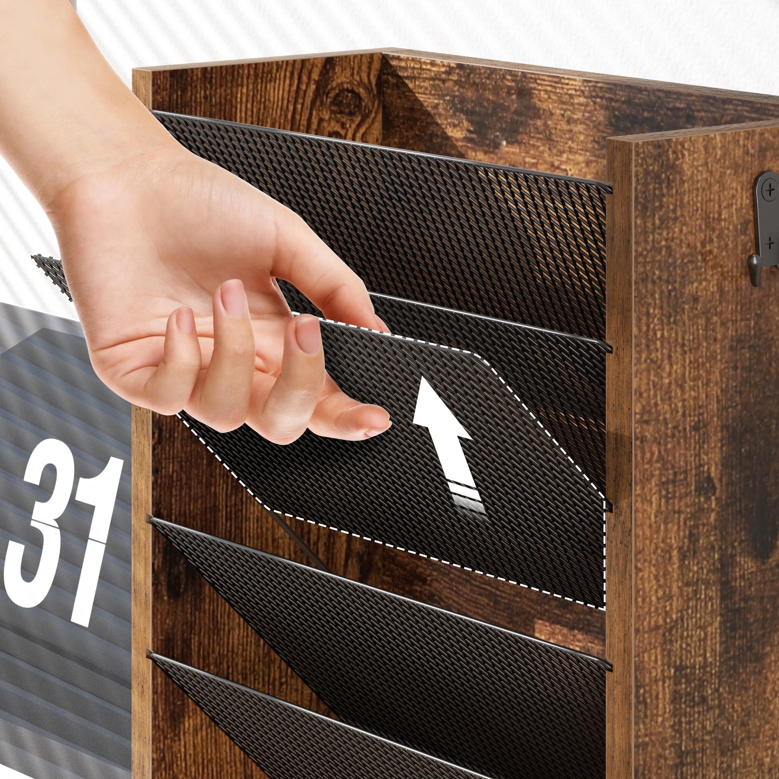 Mail Organizer Wall Mounted, Mail Sorter with 2 Key Hooks, 6-Slot File Organi…
