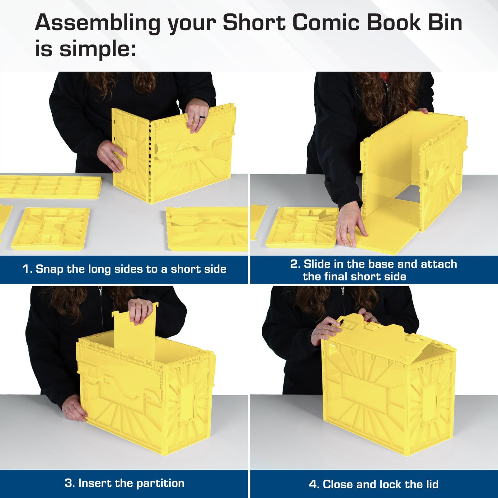 BCW Short Comic Book Bin | Holds 150 Comics | Stackable Single, Yellow