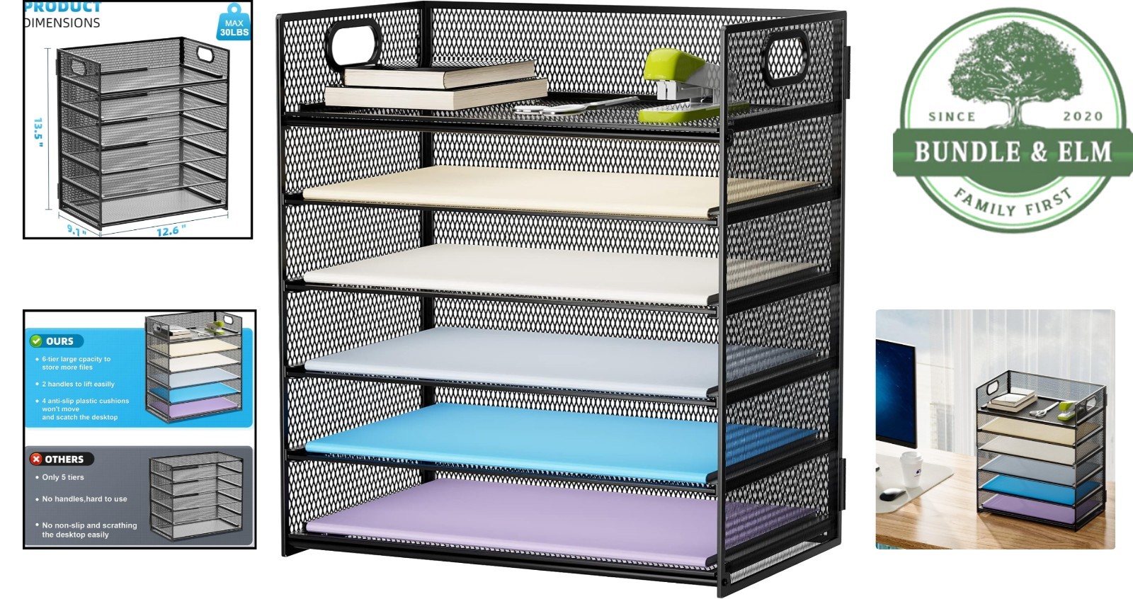 Versatile 6-Tier Mesh Organizer for Papers, Books, and Office Supplies