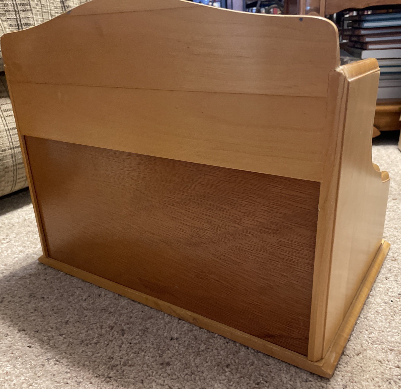 Wood Desk Top Organizer Wood Folder Paper Holder Two drawers. 15.5” W x 10.75 D
