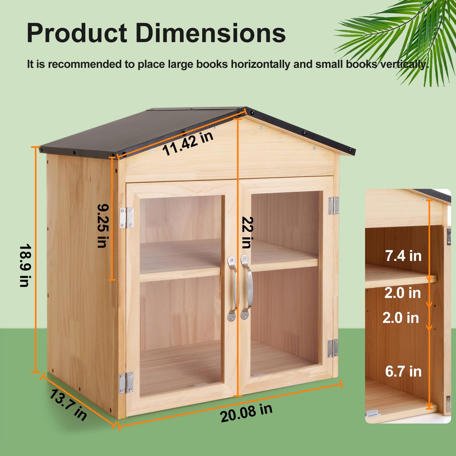 KERUYUNLA 2-Tier Indoor/Outdoor Little Library Book Exchange Box – Durable We…