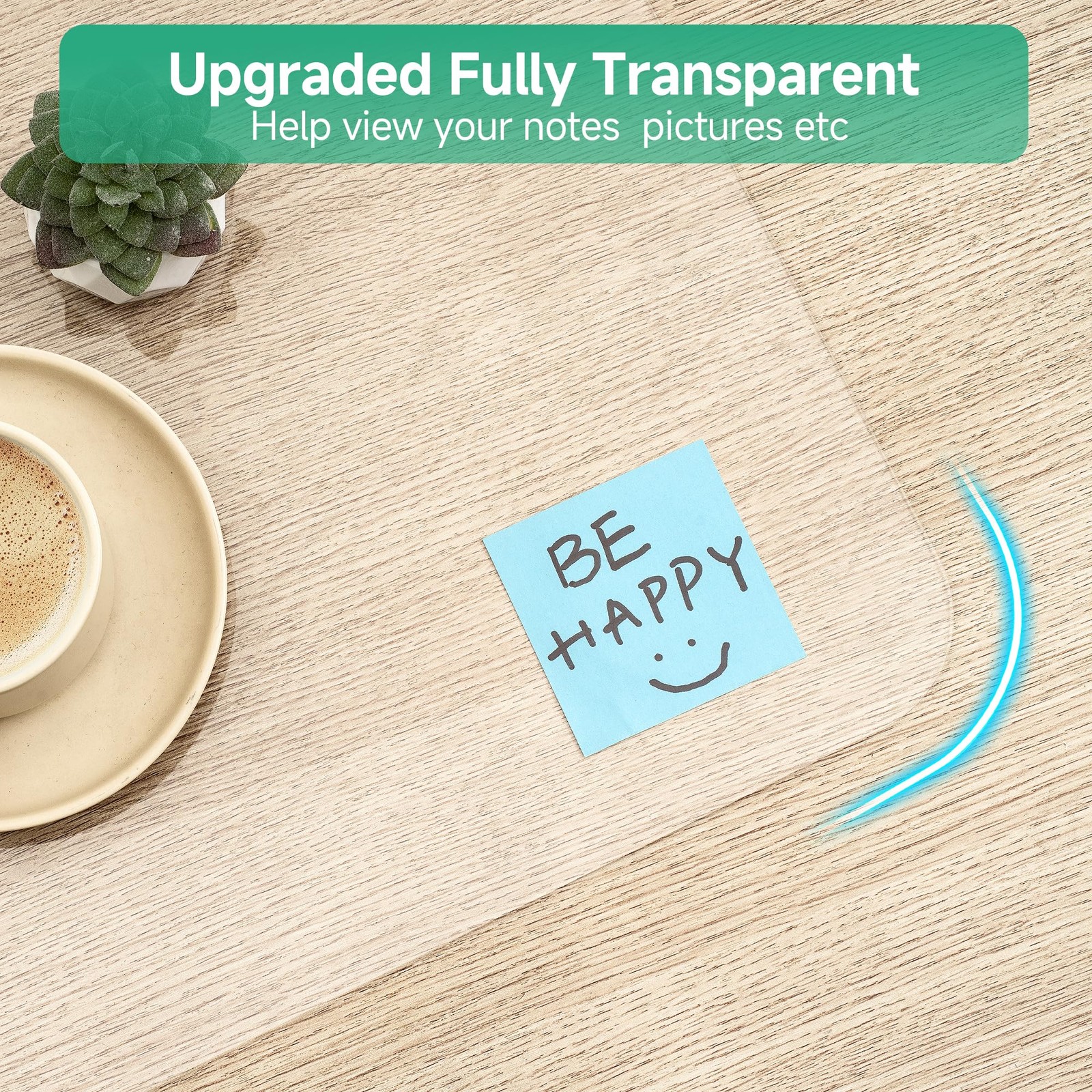 NATRKE Clear Desk Mat Pad, 35.4″x15.7″ Large Transparent 35.4″ x 15.7″,
