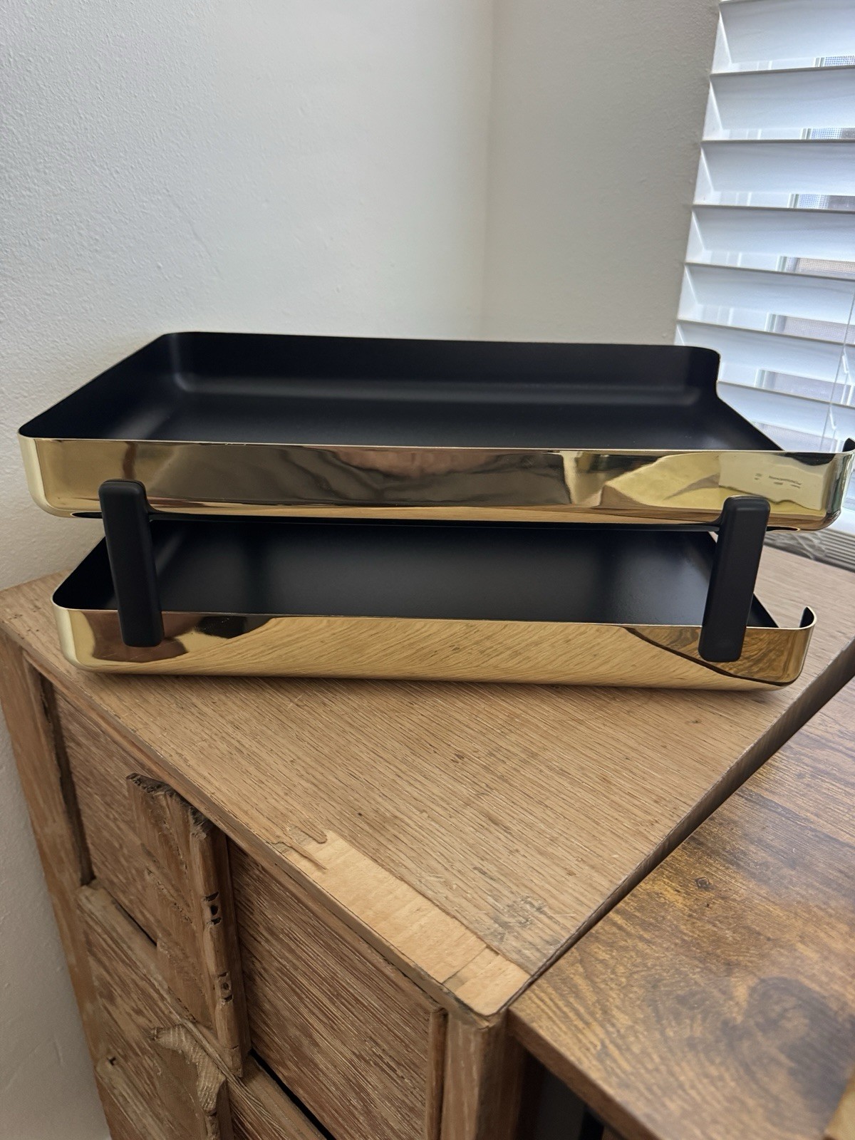 Eldon 6000 Letter File Organizer Tray 1984 Gold Plated Black NEW OLD STOCK