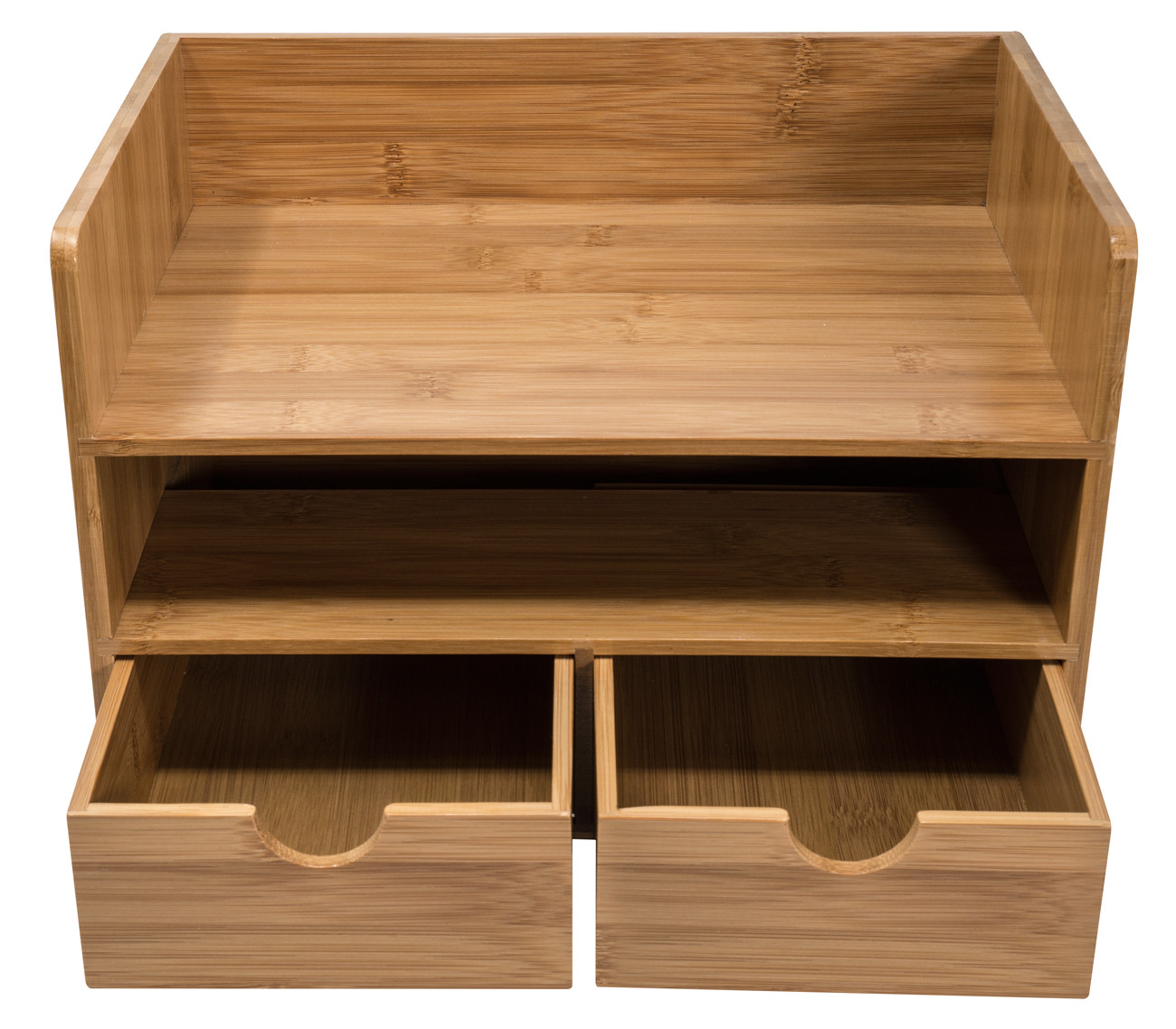 Sorbus 3-Tier Bamboo Shelf Organizer for Desk with Drawers