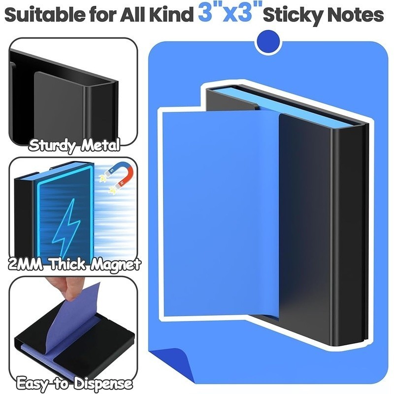 Magnetic Sticky Note Pad Dispenser Desk Organizer Home Office School Use