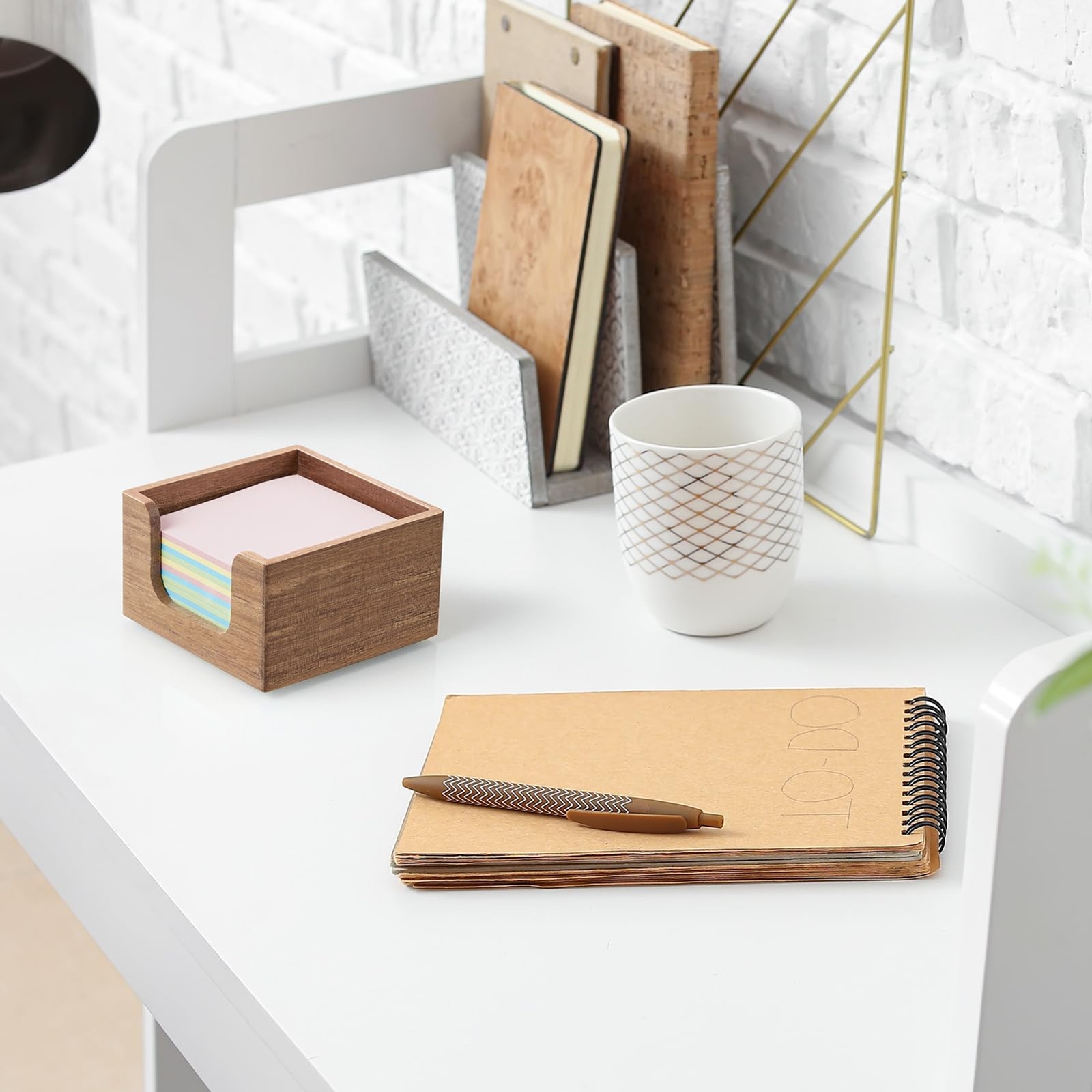 3×3 Inch Acacia Wood Sticky Note Holder Office Desk Organizer Memo Pad