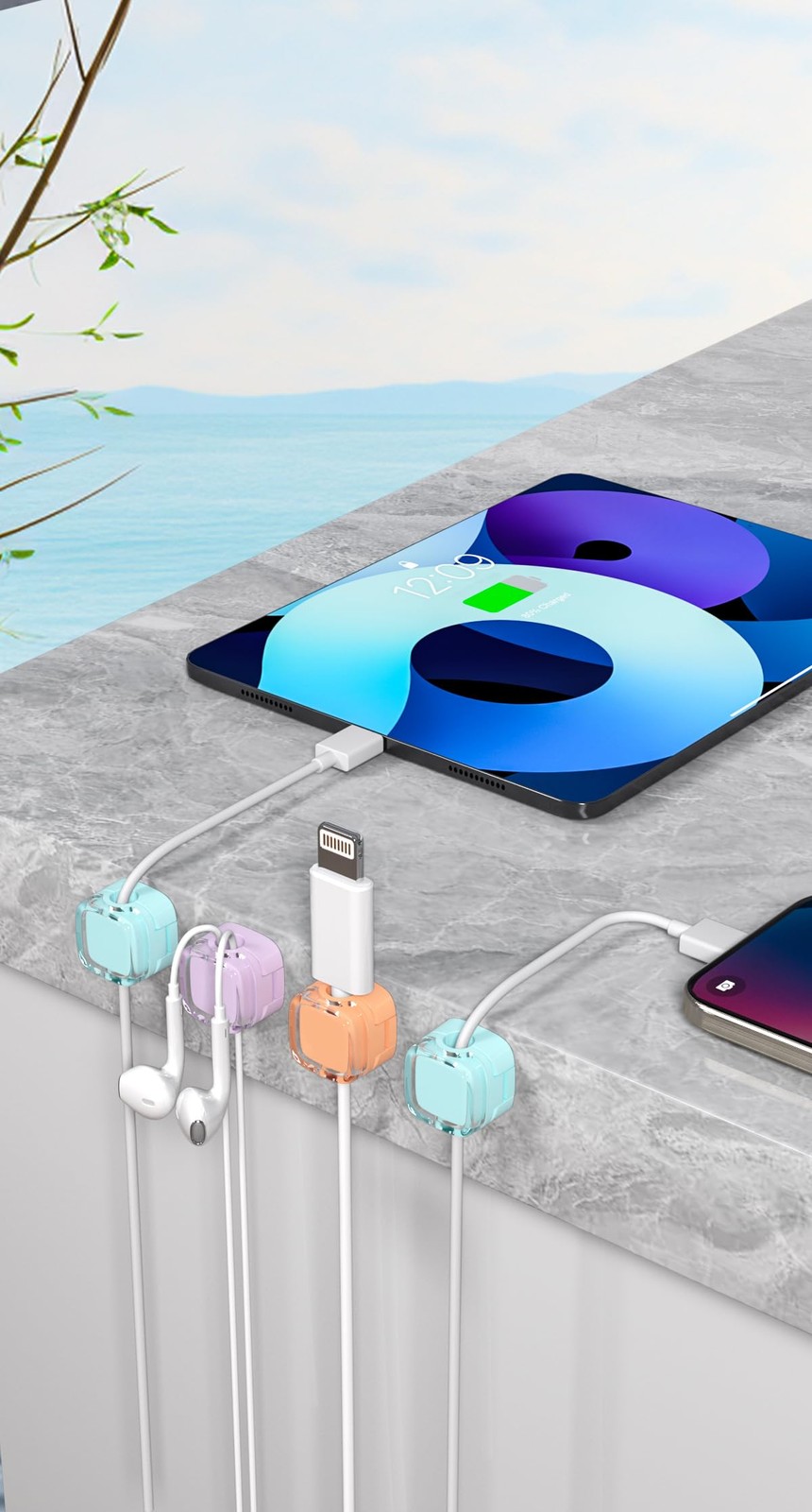6 Pack Magnetic Cord Organizer & Cable Clips – Adjustable Under Color Mixed