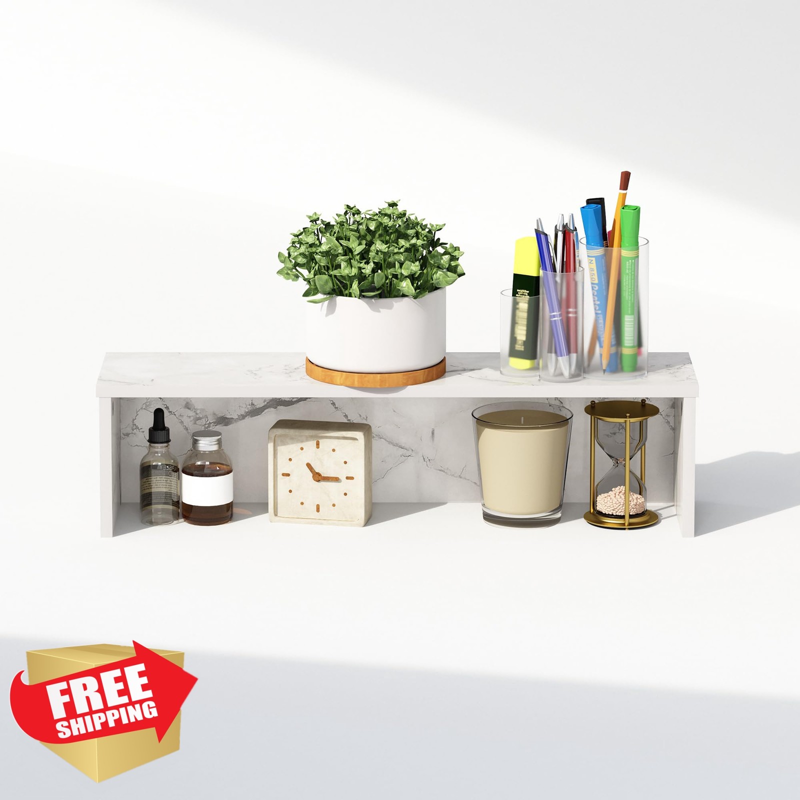 Furinno Marble White Desk Organizer 23.6-Inch