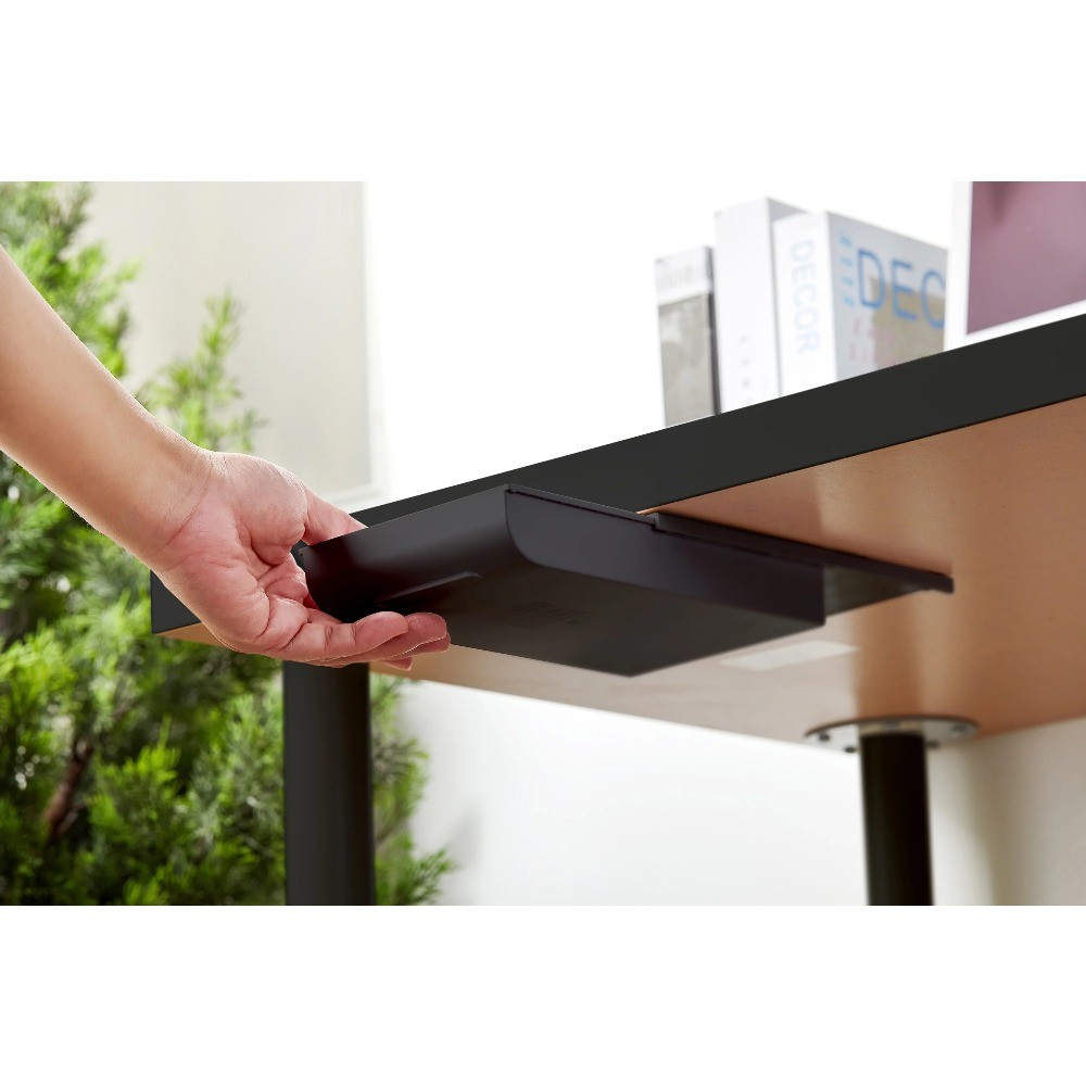 Desk Drawer for Organization, Self-Adhesive Under Desk Storage, Black, Pack of 2
