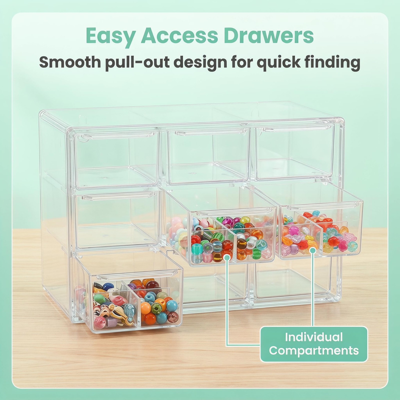 Acrylic Drawer Organizer, Clear Desk Organizer with Drawer, Plastic Stackable…