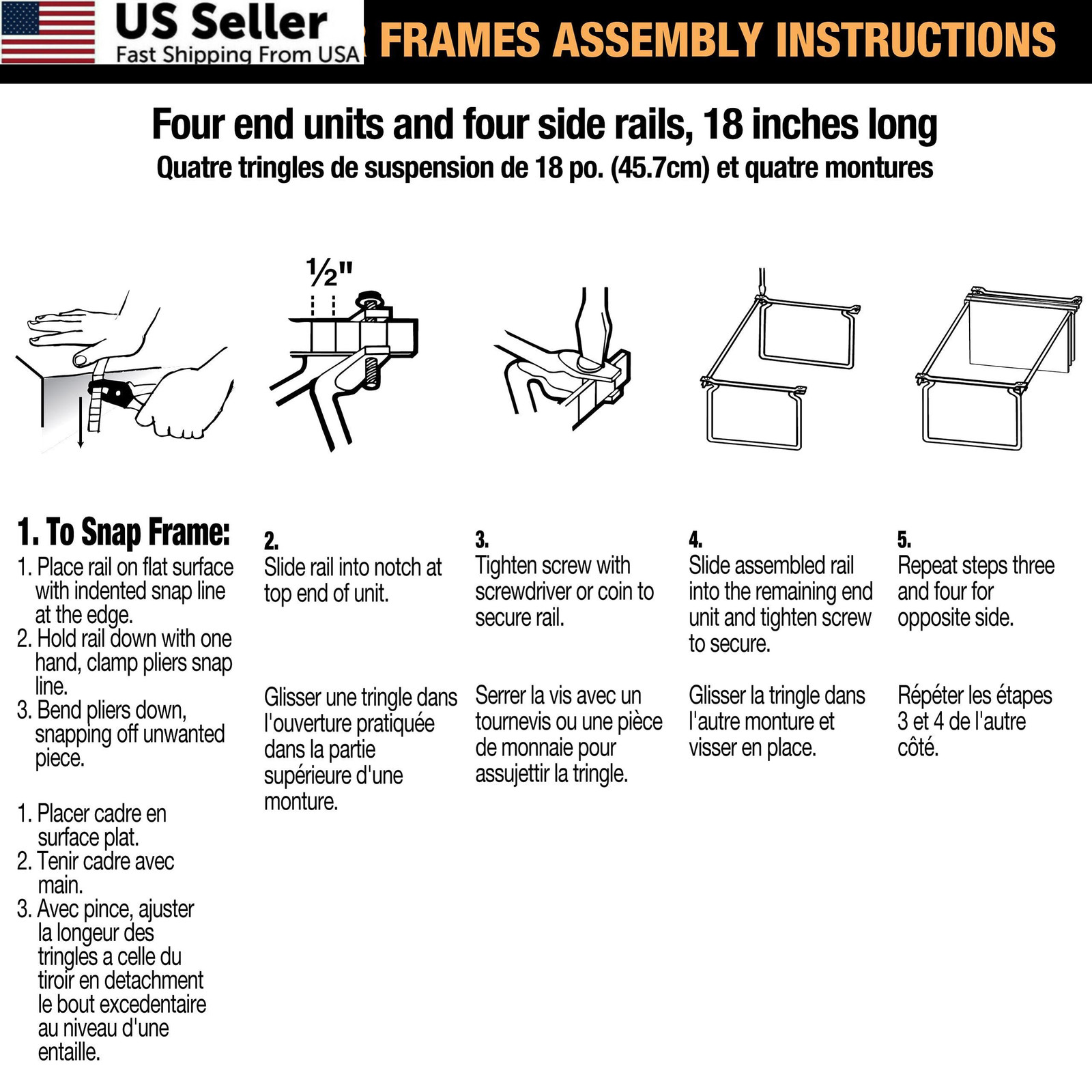 Officemate Hanging File Frame, Letter Size, 2 count (Pack of 1), Silver