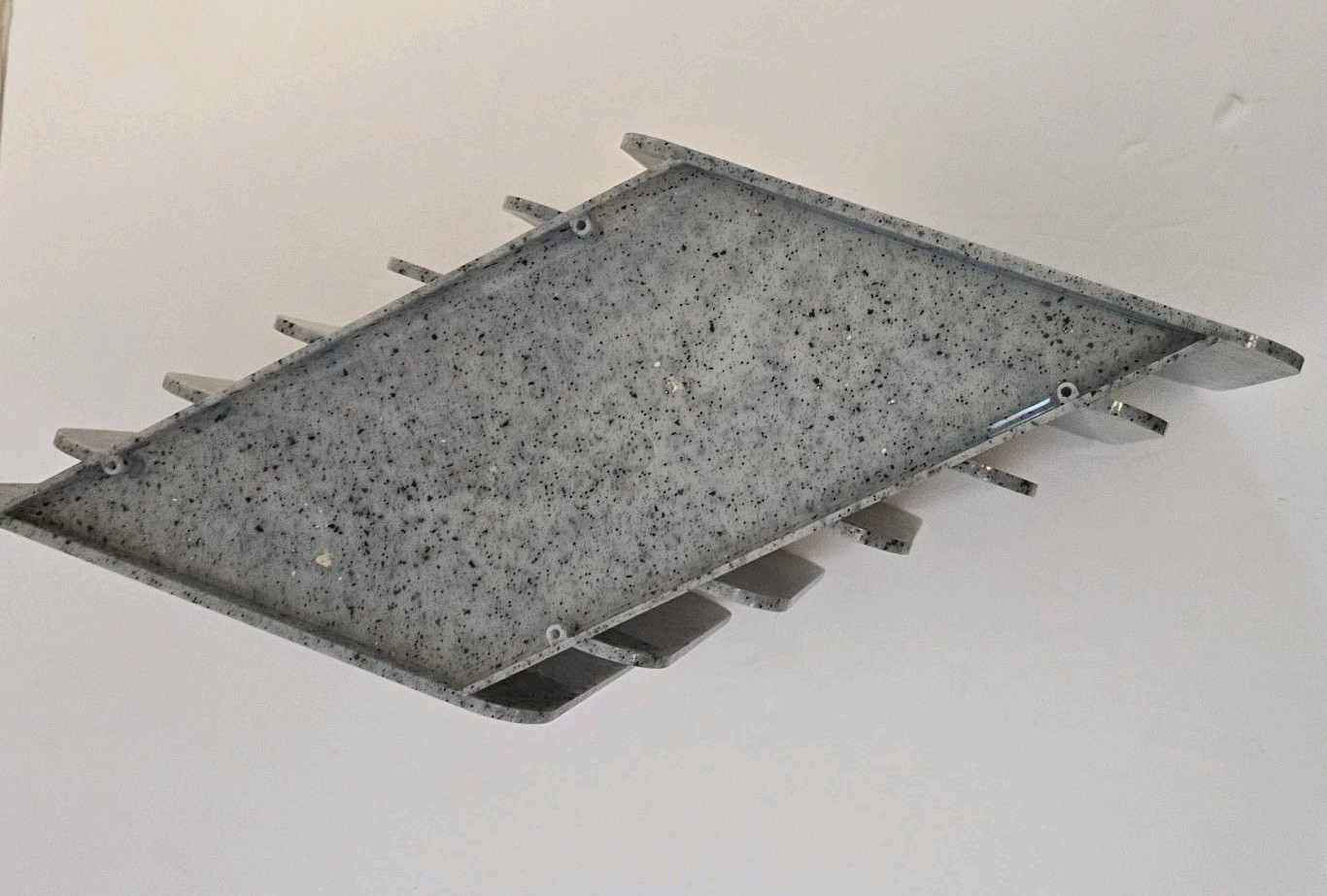 VTG Eldon Acrylic 1980 Office Desk Organizer Letter Holder Gray Black Speckled
