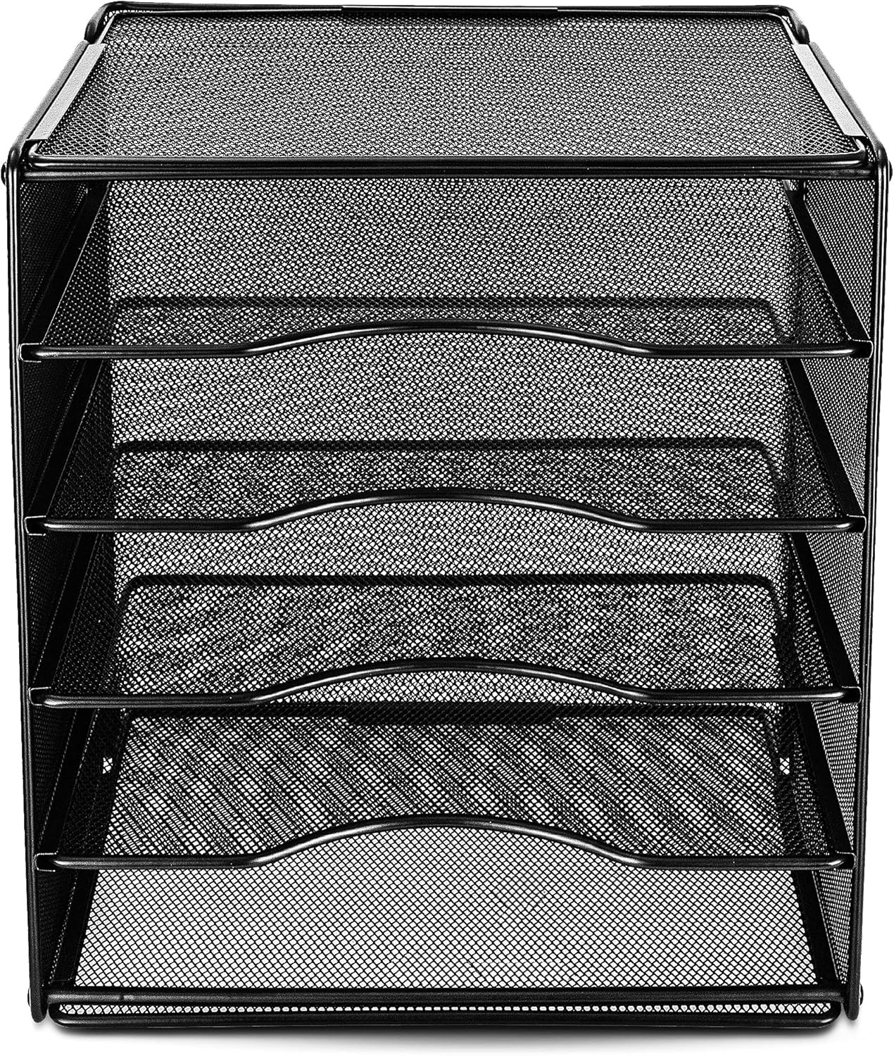 5 Slot Desk Rectangular Organizer Tray, Black, 13.6 X 9.5 X 12.8 Inch