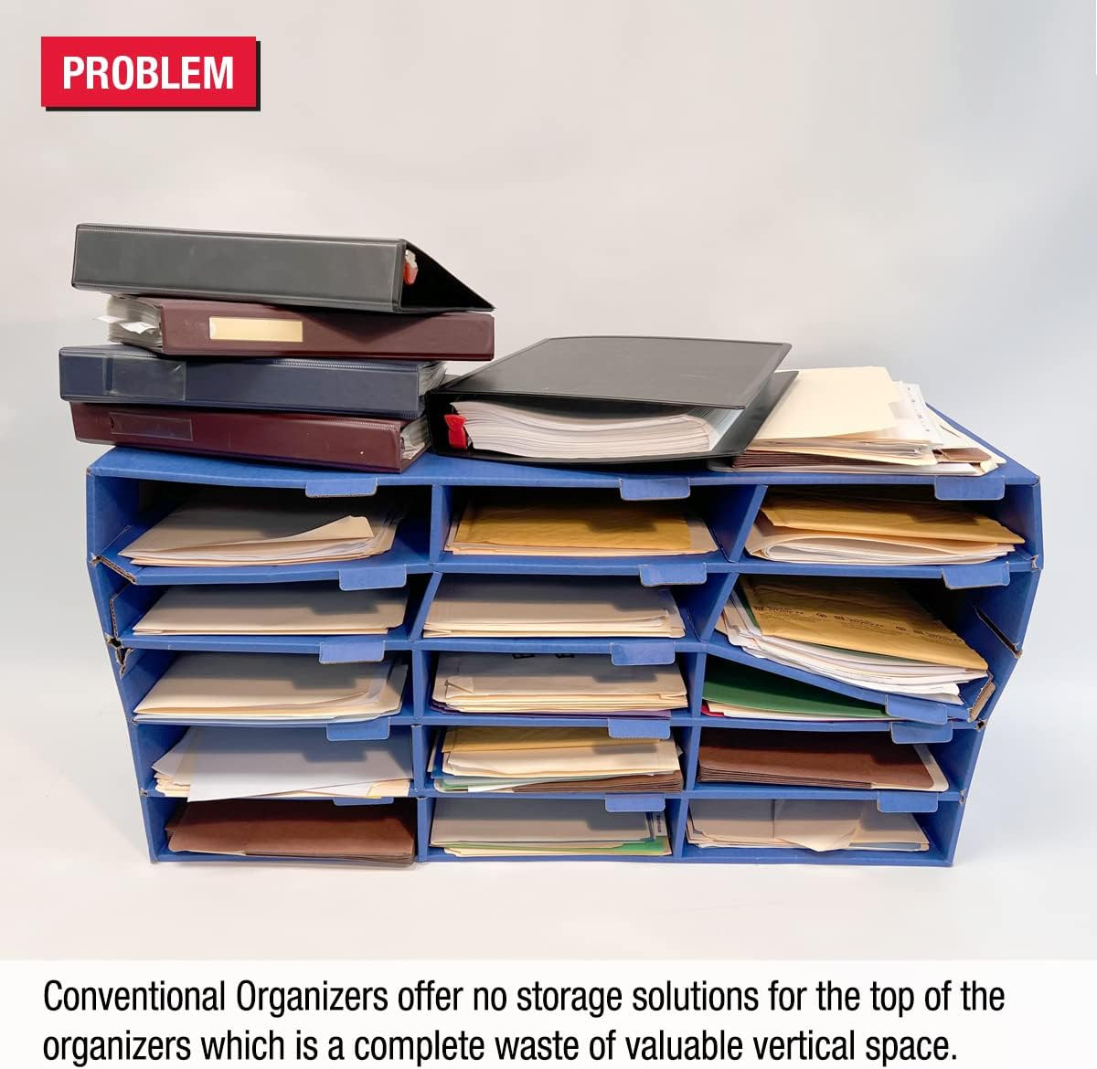 Vertical File Organizer with 7 Slots & Adjustable Dividers for Desktop Use