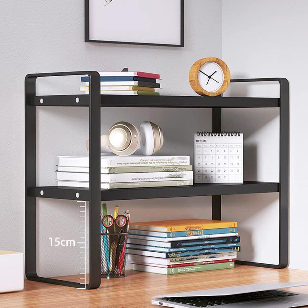 Desktop Organizer Shelf Office Storage Rack Computer Desk Bookshelf Adjustable D