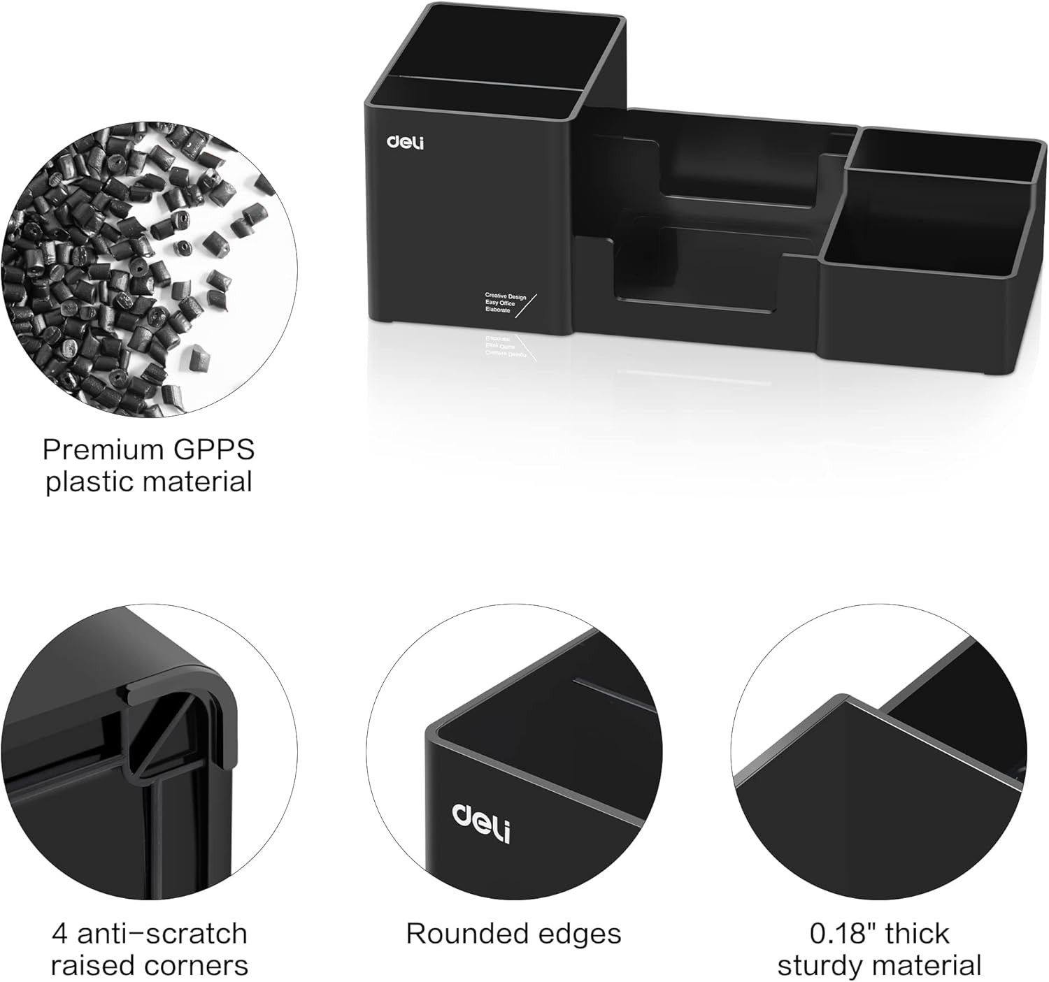 Desk Organizer, Plastic Desktop Organizer with Pencil Holder and Sticky Note Tra
