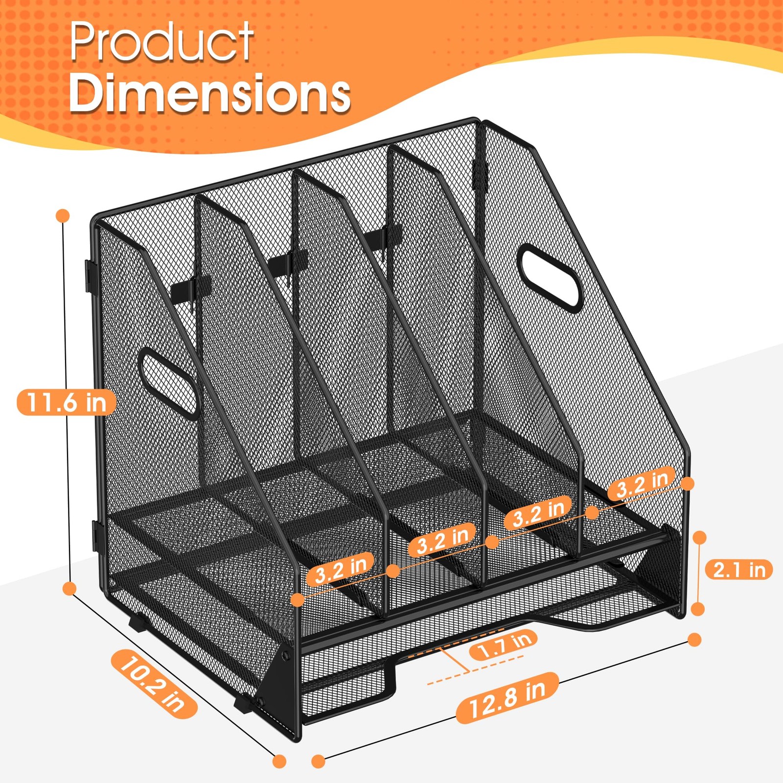Best Desk File Folder Holder Organizer-4 Vertical Compartments Racks and Paper