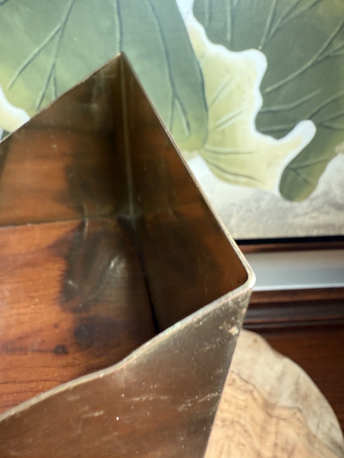 Vintage Brass & Wood Desk Organizer Display Mid-Century Office Decor Heavy