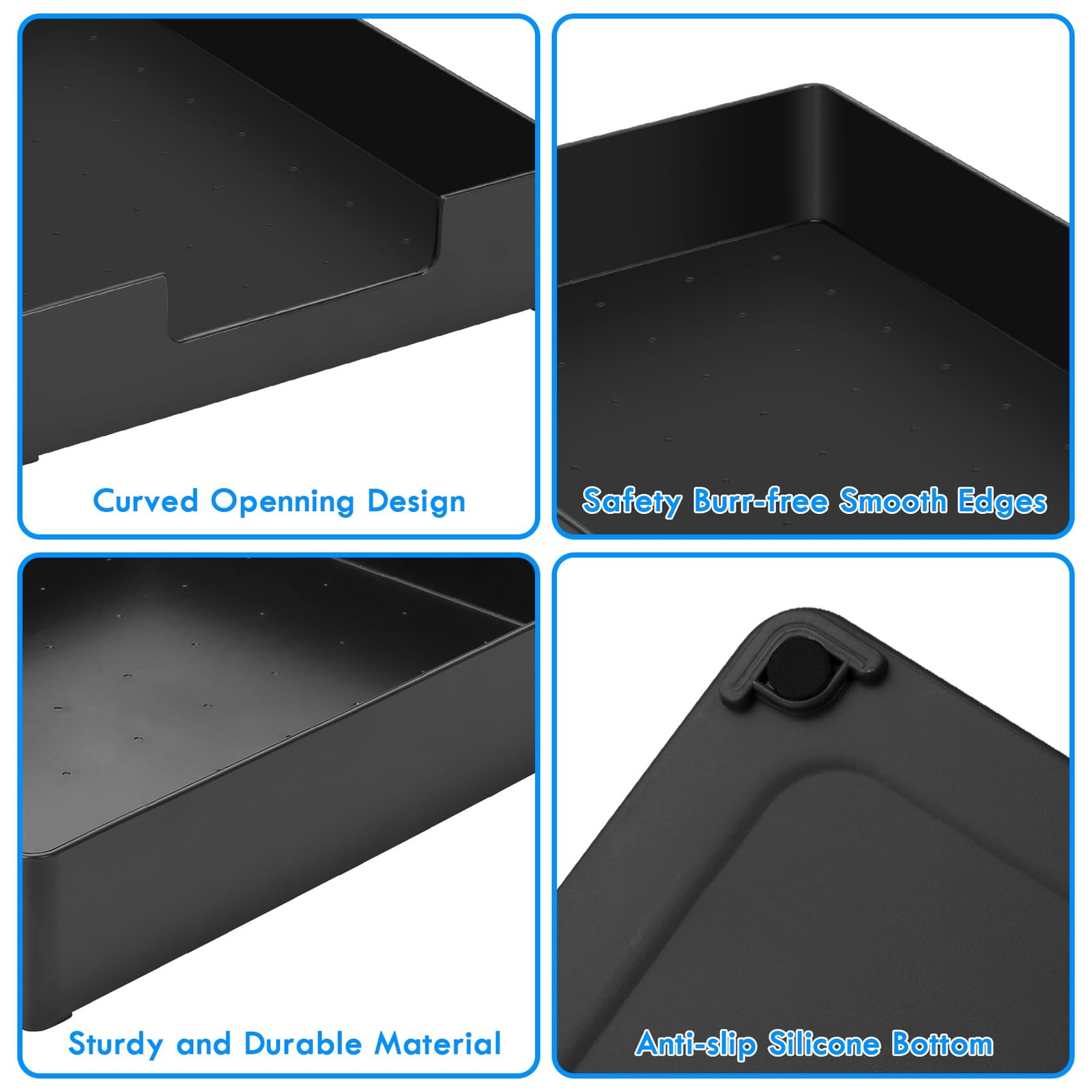 EsOfficce Letter-Size Tray, 2PCS Plastic Stackable A4 Paper Black 2pcs