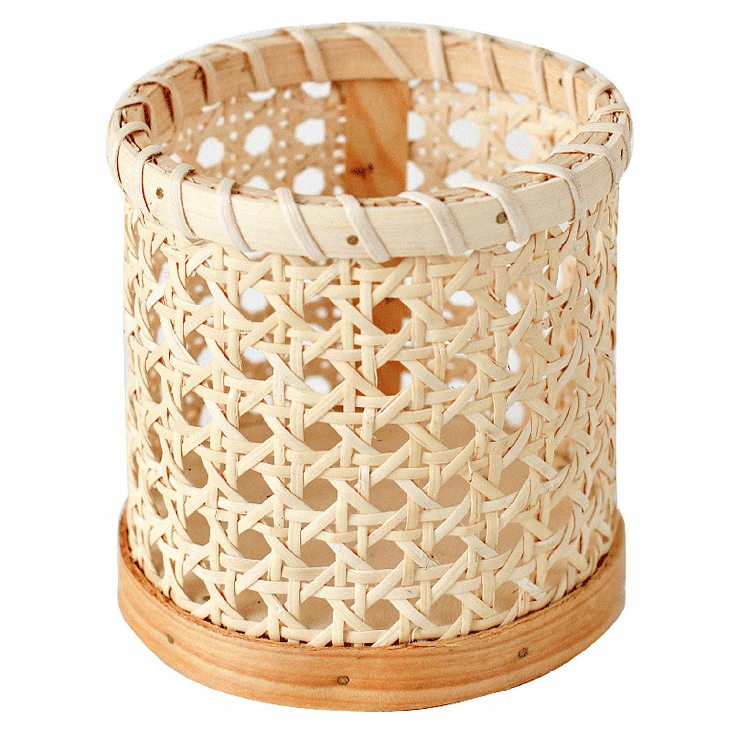 Handwoven Rattan Pen Holder – Cylindrical Desk Organizer, Natural Wicker Penc…