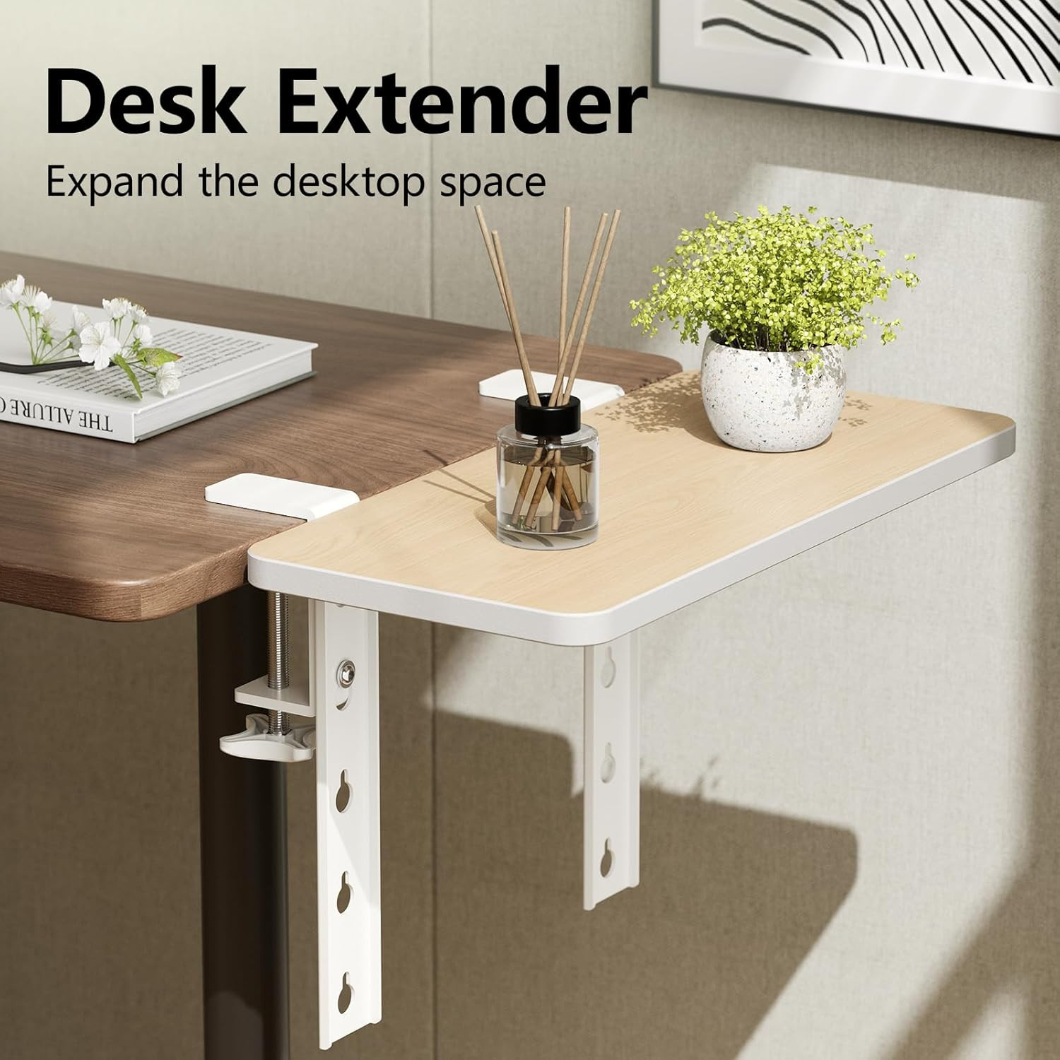 3 in 1 Clamp-On 15.7″×7.5″ Desk Extender, Heavy-Duty Side/Top Desk Organizer She