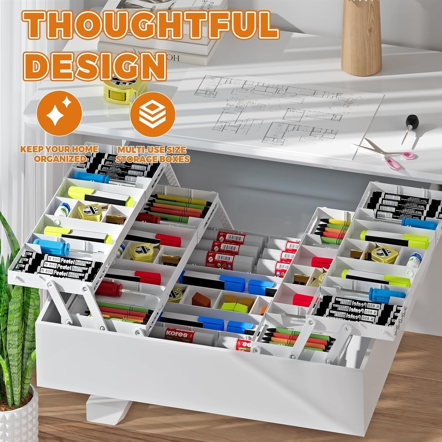 3 Tier Expandable Drawer Organizer Storage 2 Row Desk Makeup Tray Plastic White