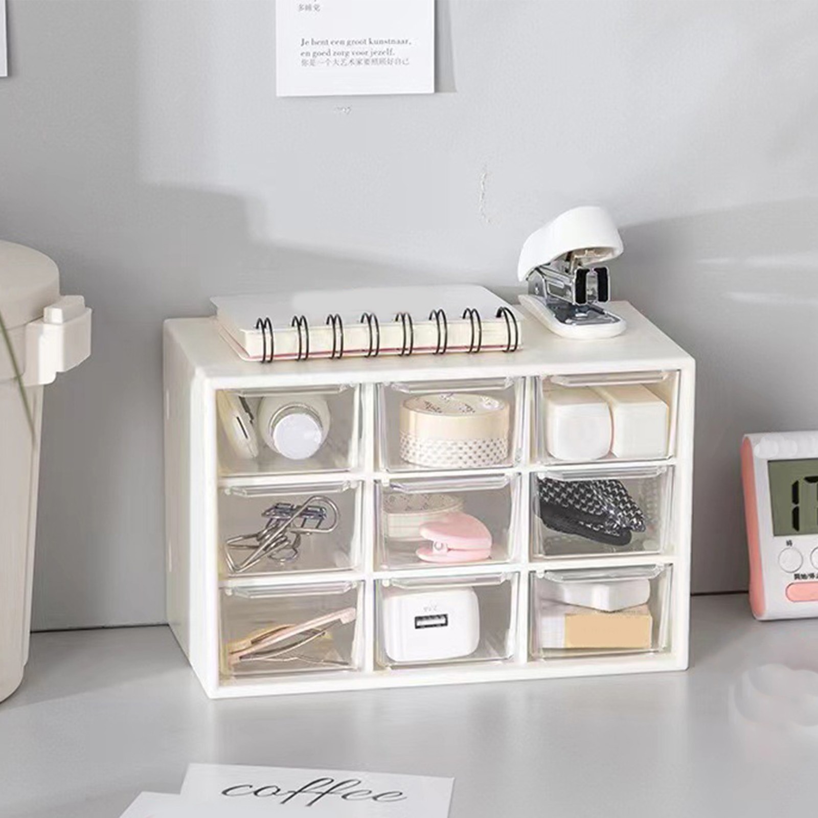 9 Drawer Dustproof Desk Organizer For Jewelry Makeup Office Trending