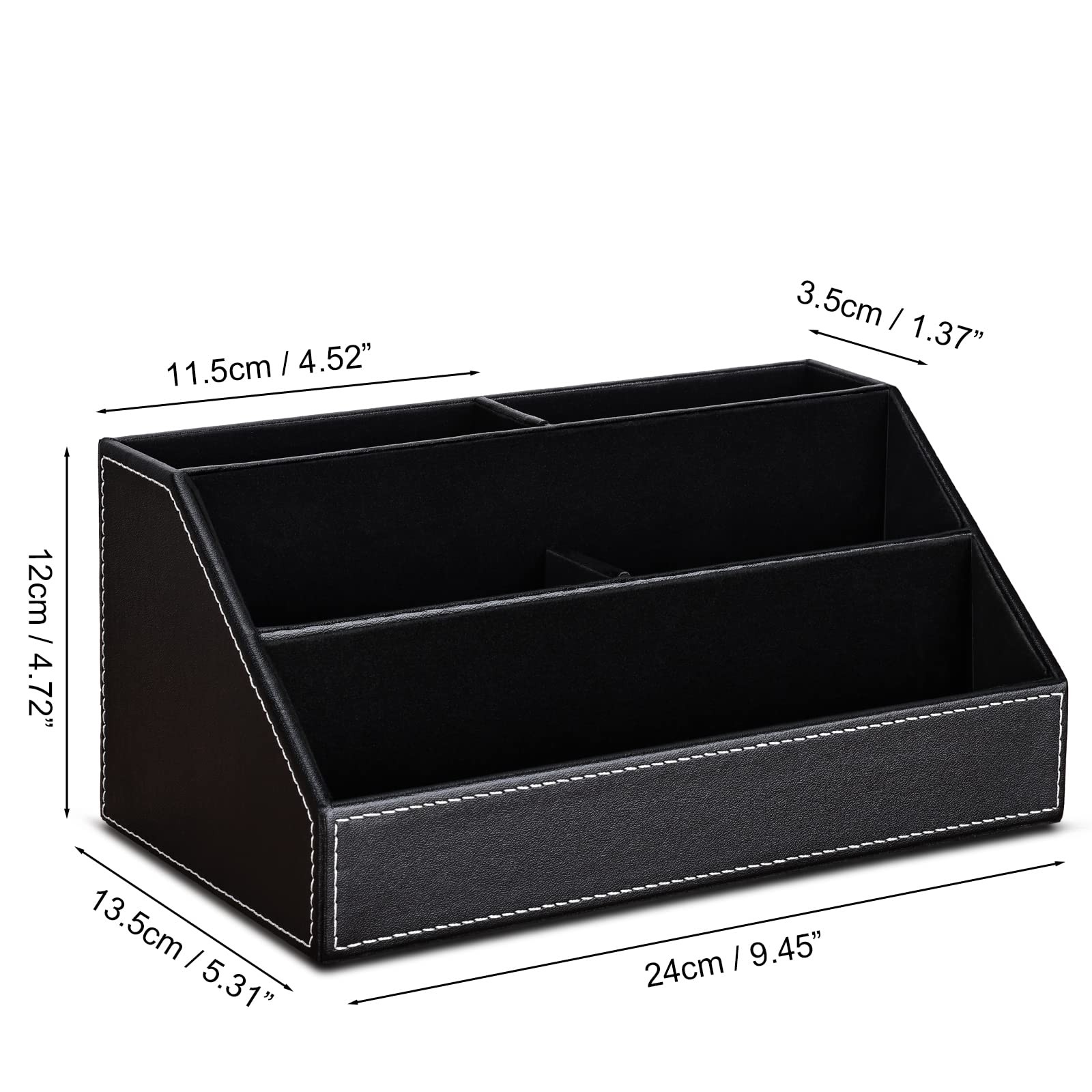 KINGFOM Pu Leather Desk Organizer with 5 9.4 x 5.3 x 4.7 inches, Black