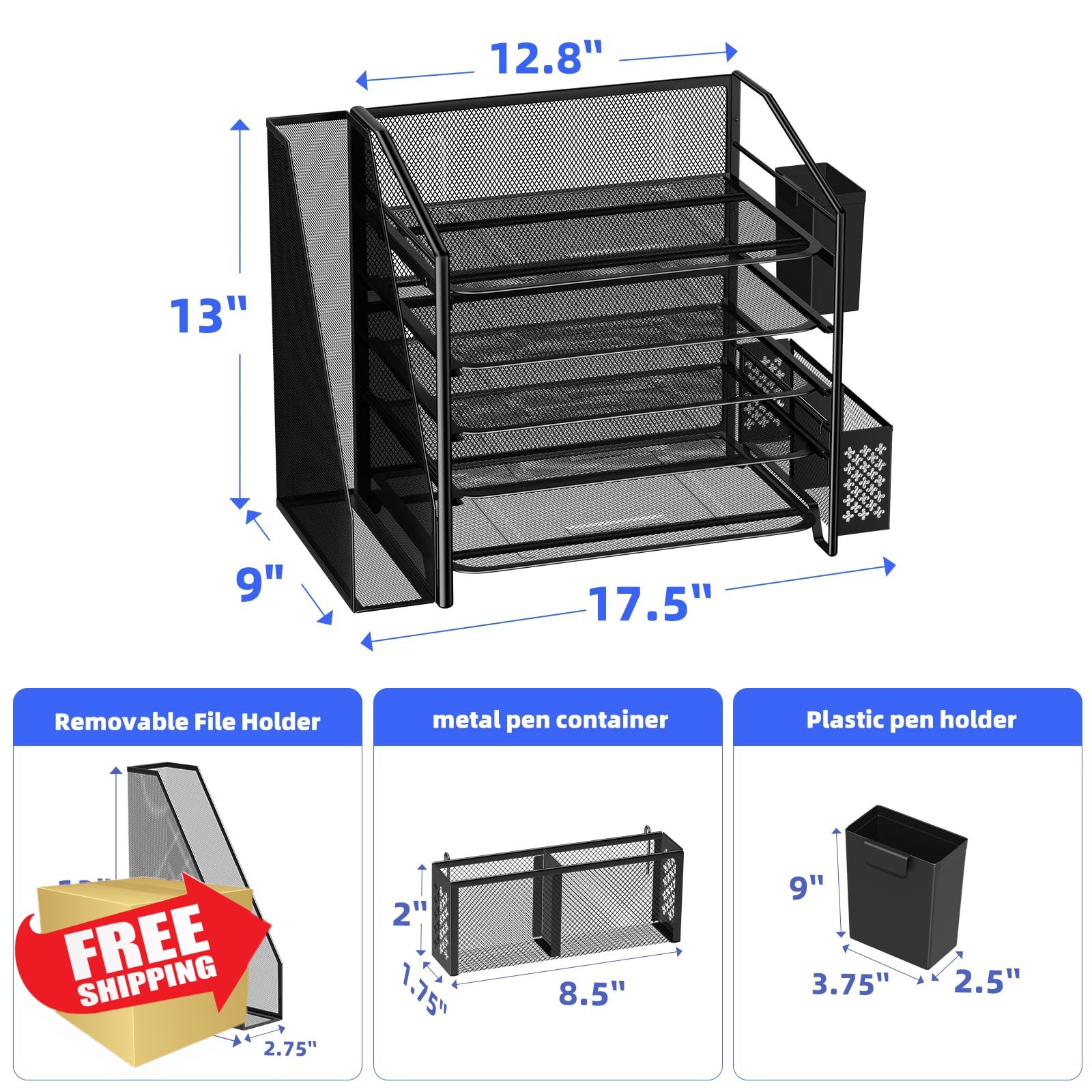 Simple Trending Desk Organizer Black 5 Tier