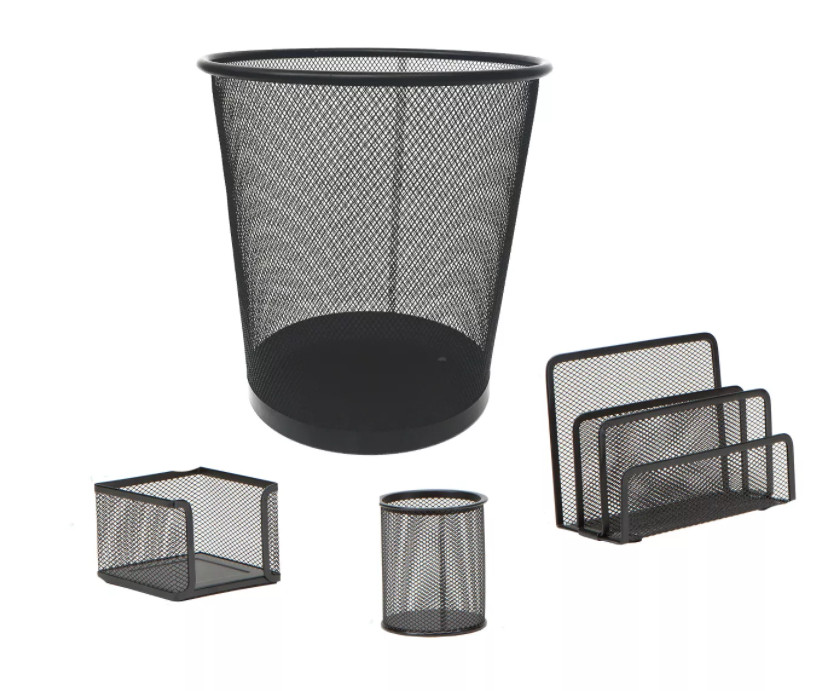 Mind Reader 4 Piece Desk Organizer Set Pencil, letter, trash bin holders, new