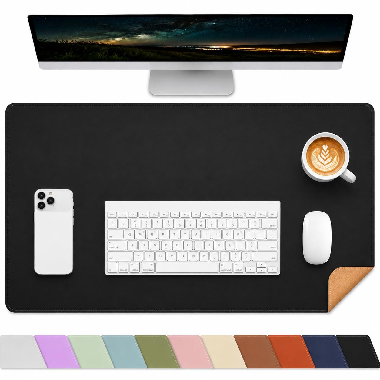 Afiing Desk Mat Black 31.5 X 17 Cork Desk Pad Protector A-3117-Black