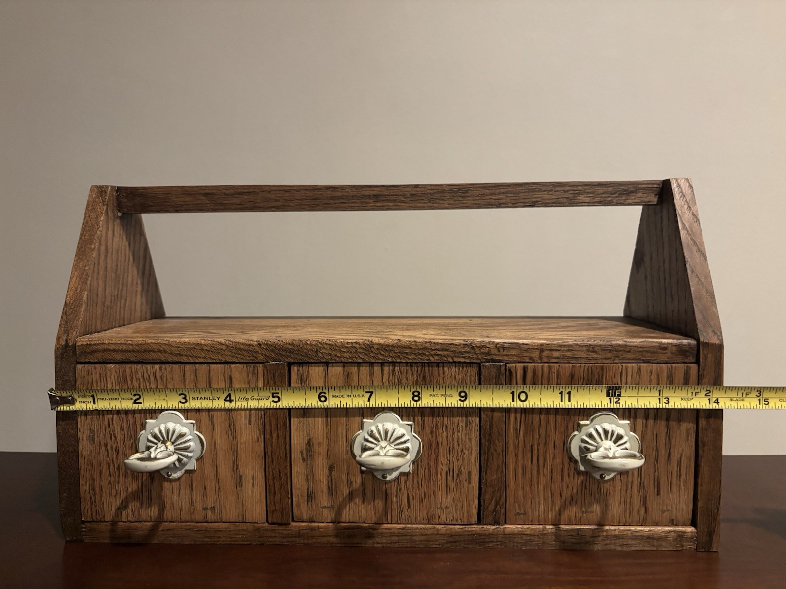 3 Drawer Wooden Desk Organizer Vintage Style Rustic Wood Desktop Cubby Handled