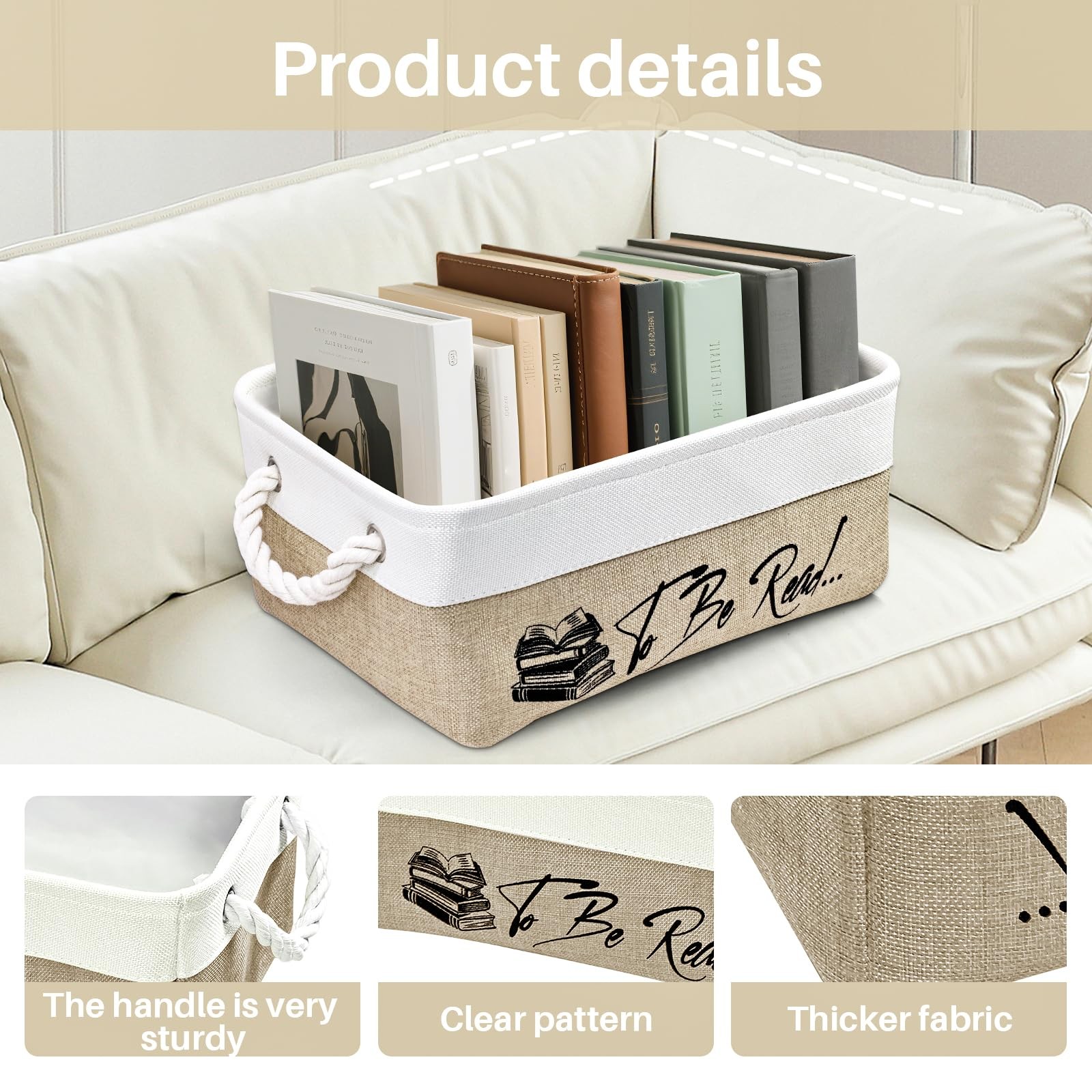 TBR Book Storage Basket Organizer Bin Holds 10/15 Books Gift For Bookworm