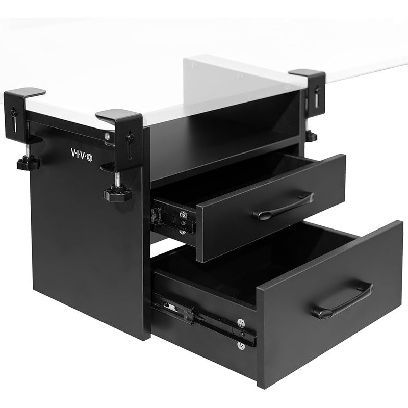 Corner Wooden Clamp-on Storage Organizer Under Desk 3-Tier Drawer Set Office New