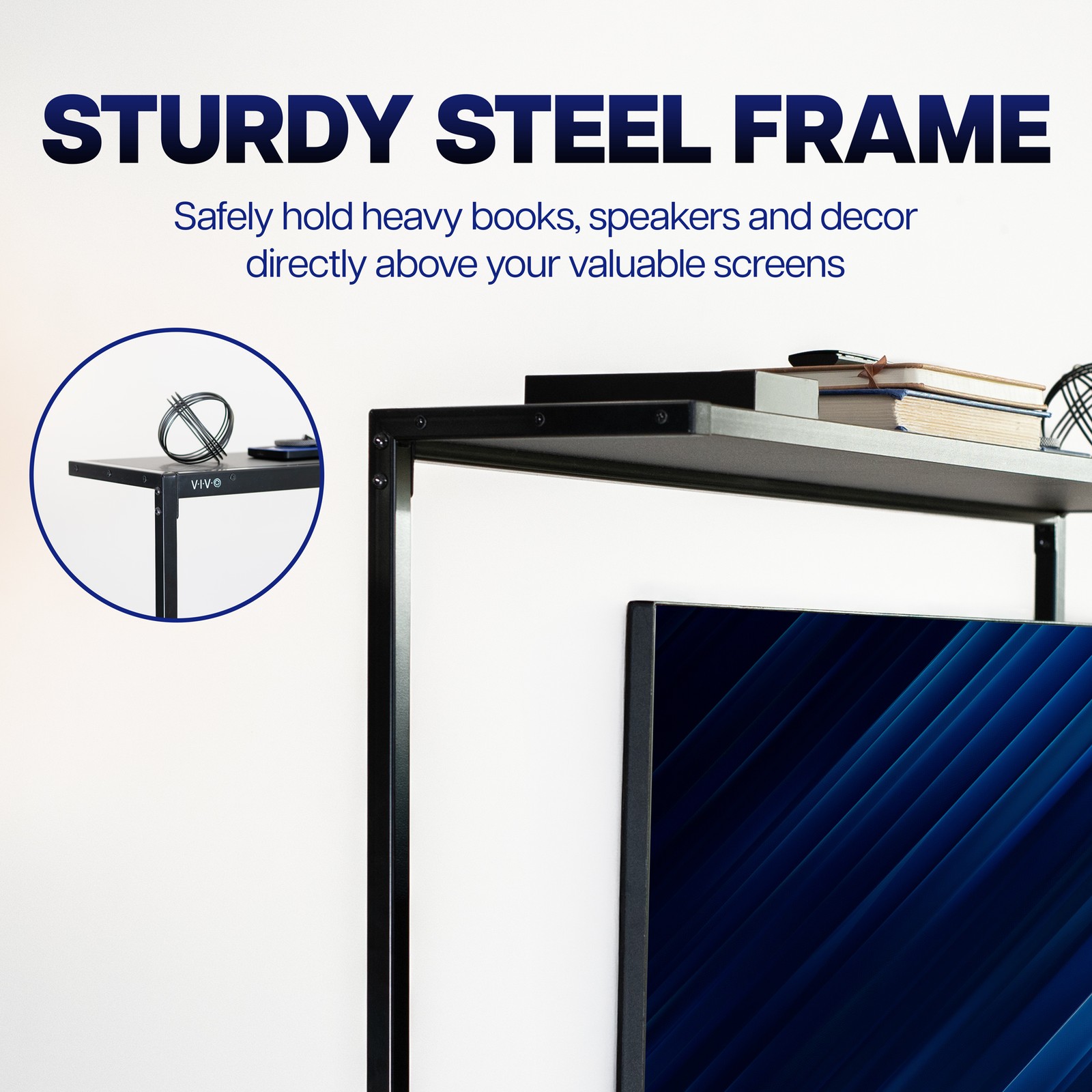 VIVO 38″ Black Clamp-on Overhead Desk Shelf Mount, Raised Desktop Organizer