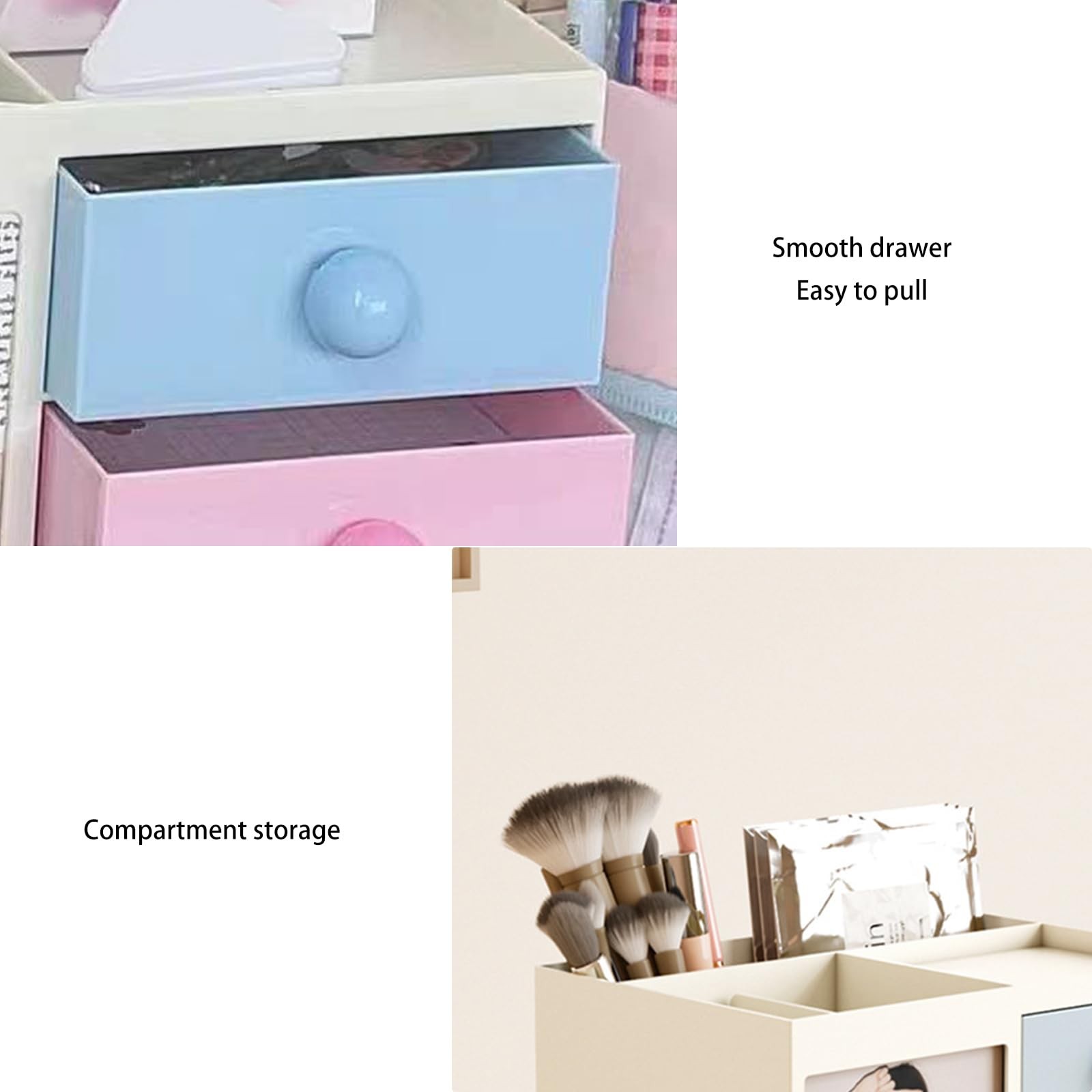 Toguma Small Multifunction Desk Organzier with 4 Drawer, Pencil Pen White