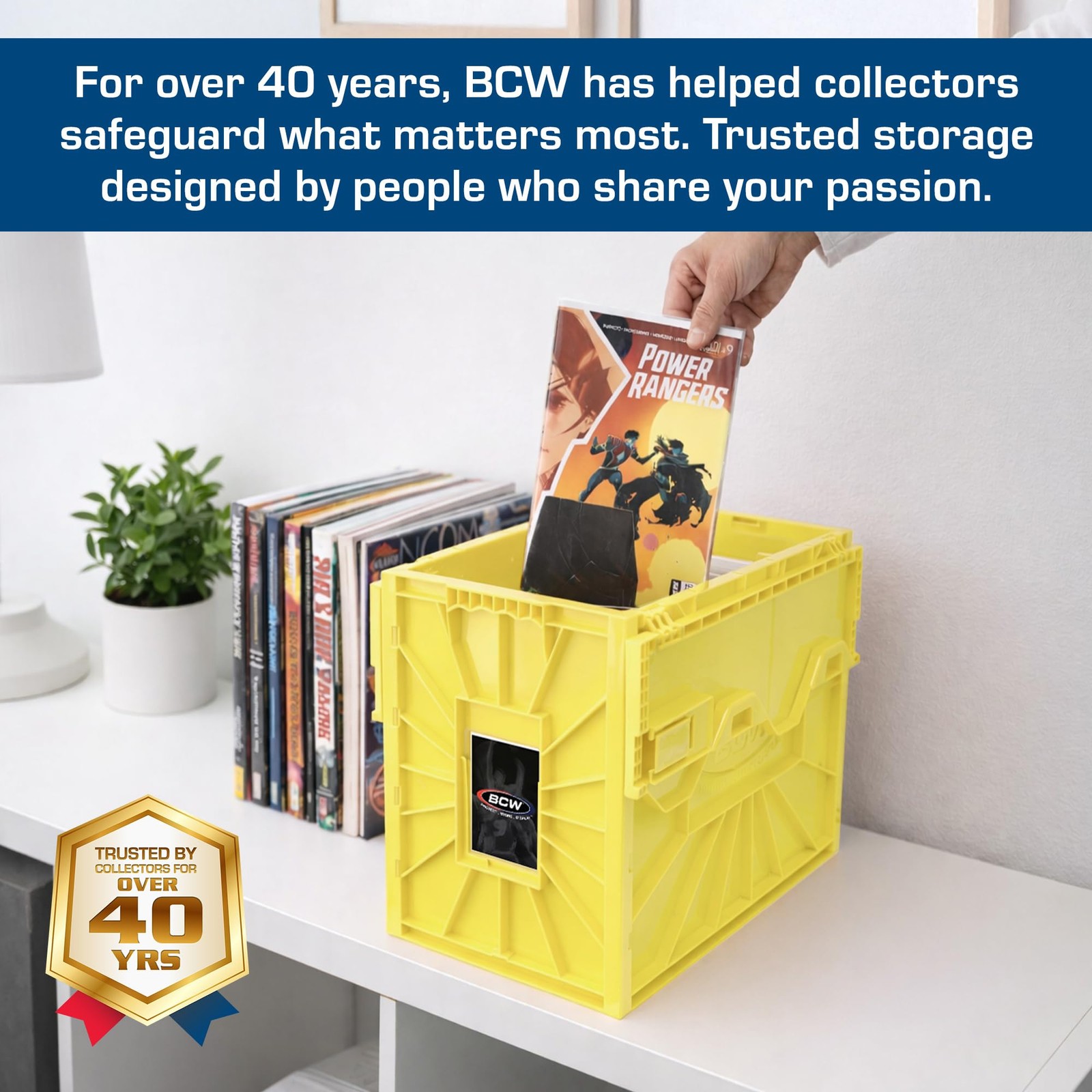 BCW Short Comic Book Bin | Holds 150 Comics | Stackable Single, Yellow