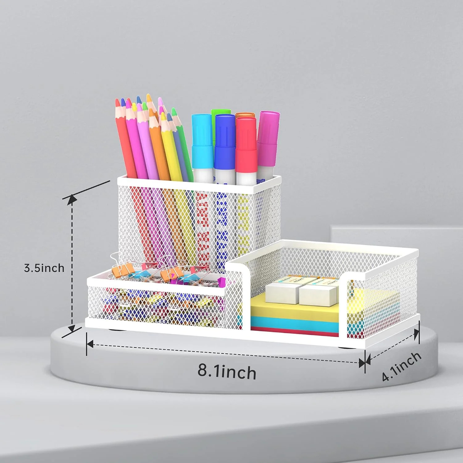 Pen Holder Desk Organizer, Office Supplies Pencil Holder with 3 Compartments,Des