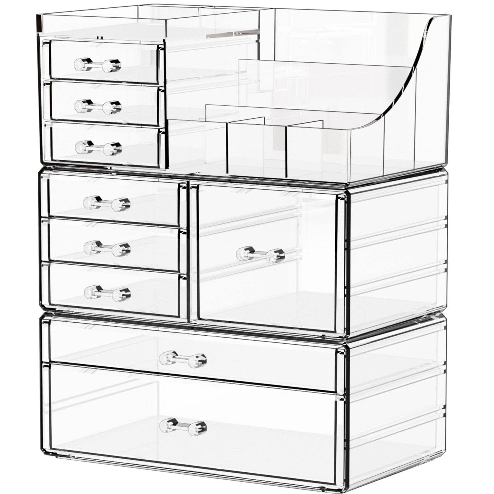 Yieach 3 Pack Clear Makeup Organizer Countertop for Dresser,Vanity and