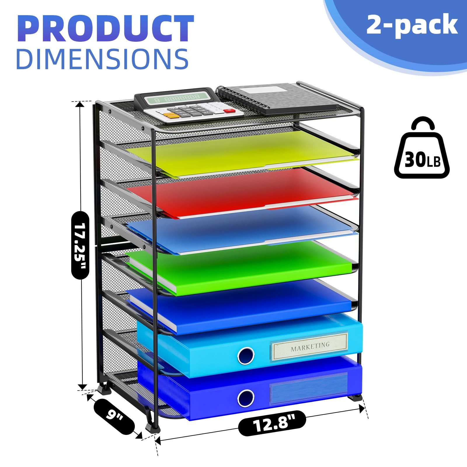 Simple Trending 2 Pack 8 Tier Letter Tray Paper – Mesh Desk File Organizer for O