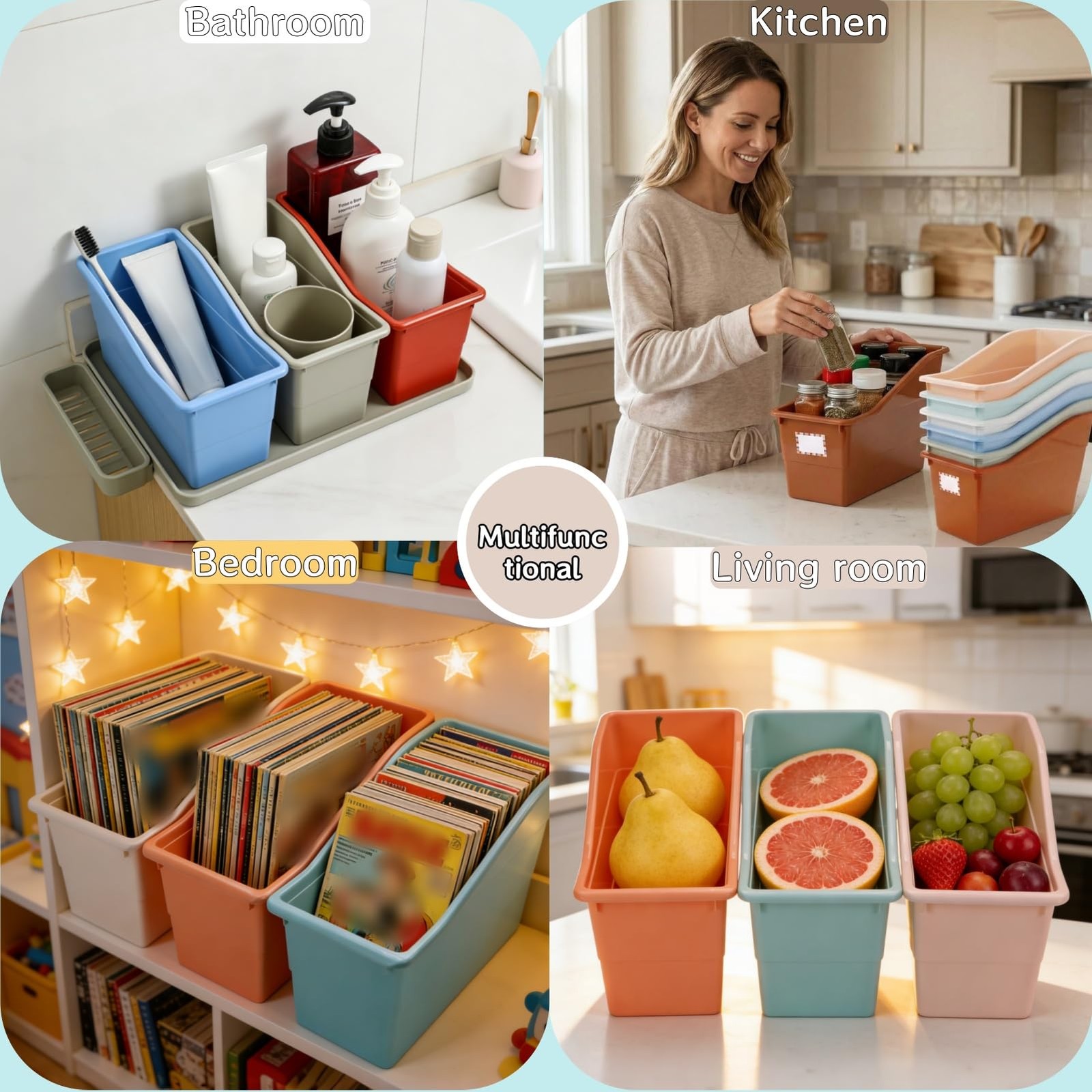 6 PCS Magazine Holders Book Bins Plastic Binder Organizers Pastel Colors