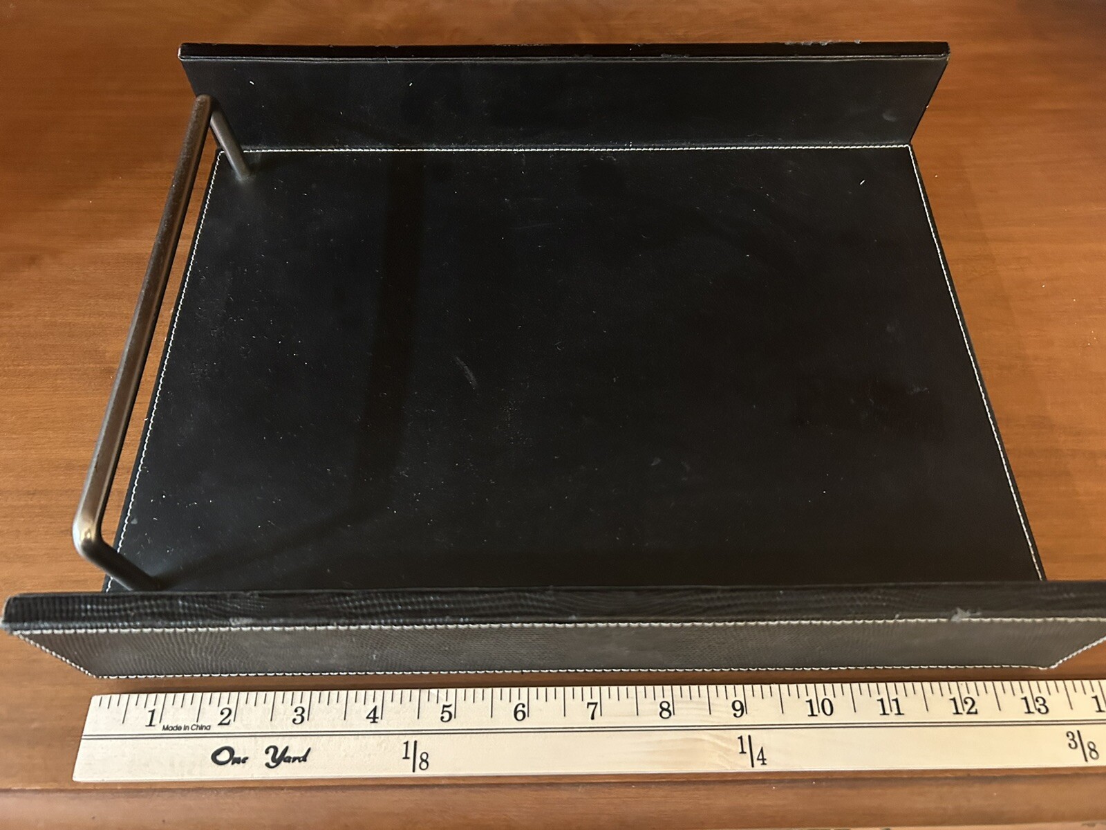 Office Faux Leather Desk Paper Letter Tray Organizer, 13″ x 3.5 x 10.25″
