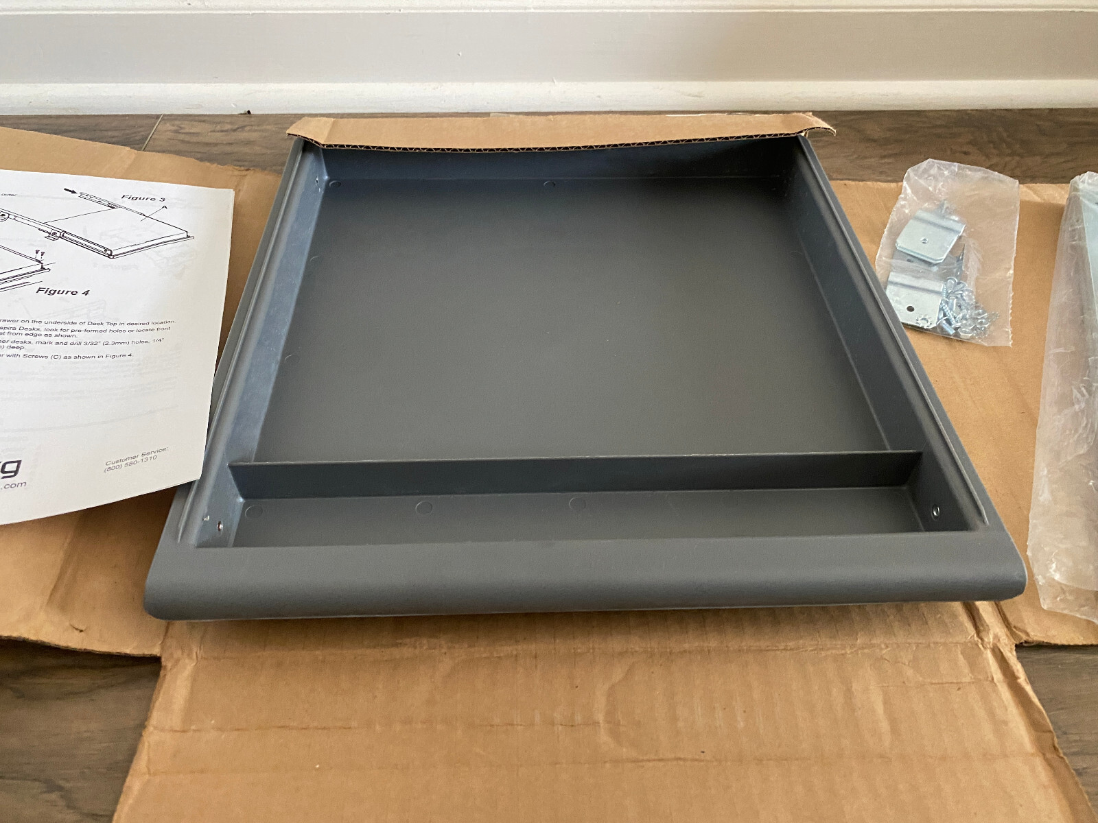 Iceberg ICE95452 Aspira High-Density Polyethylene 14″ Desk Utility Drawer, Gray